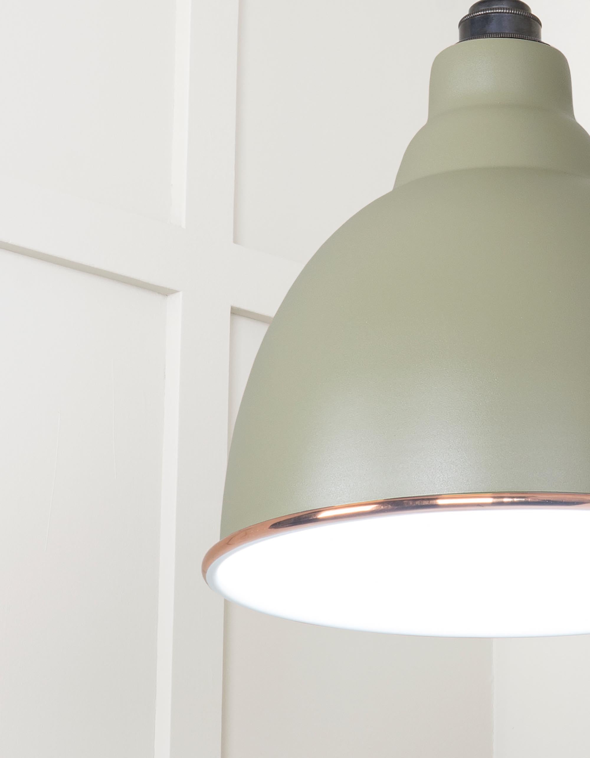 White Gloss Brindley Pendant Light  Tump, Detailed close up view of pendant.