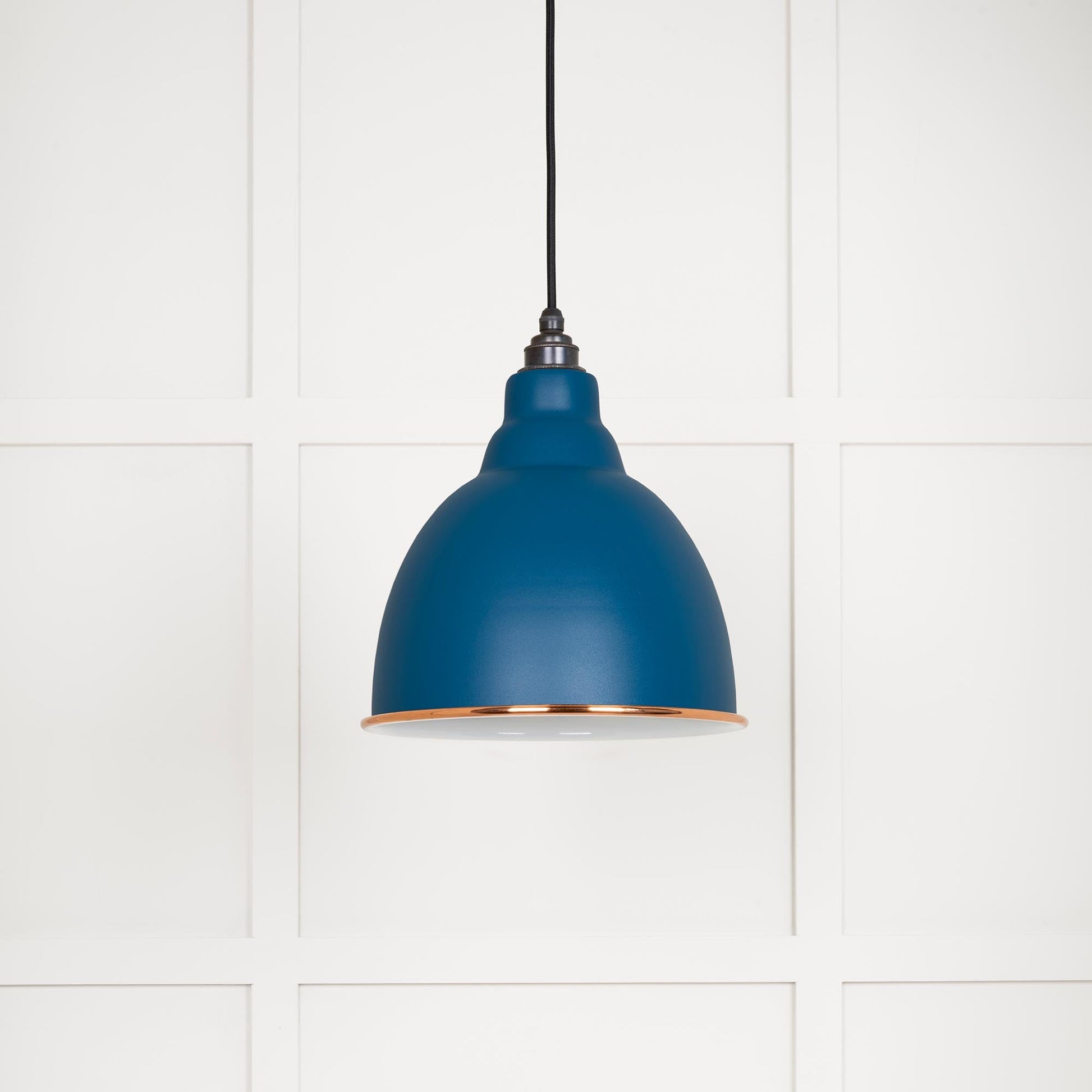 White Gloss Brindley Pendant Light  Upstream, Front Side.