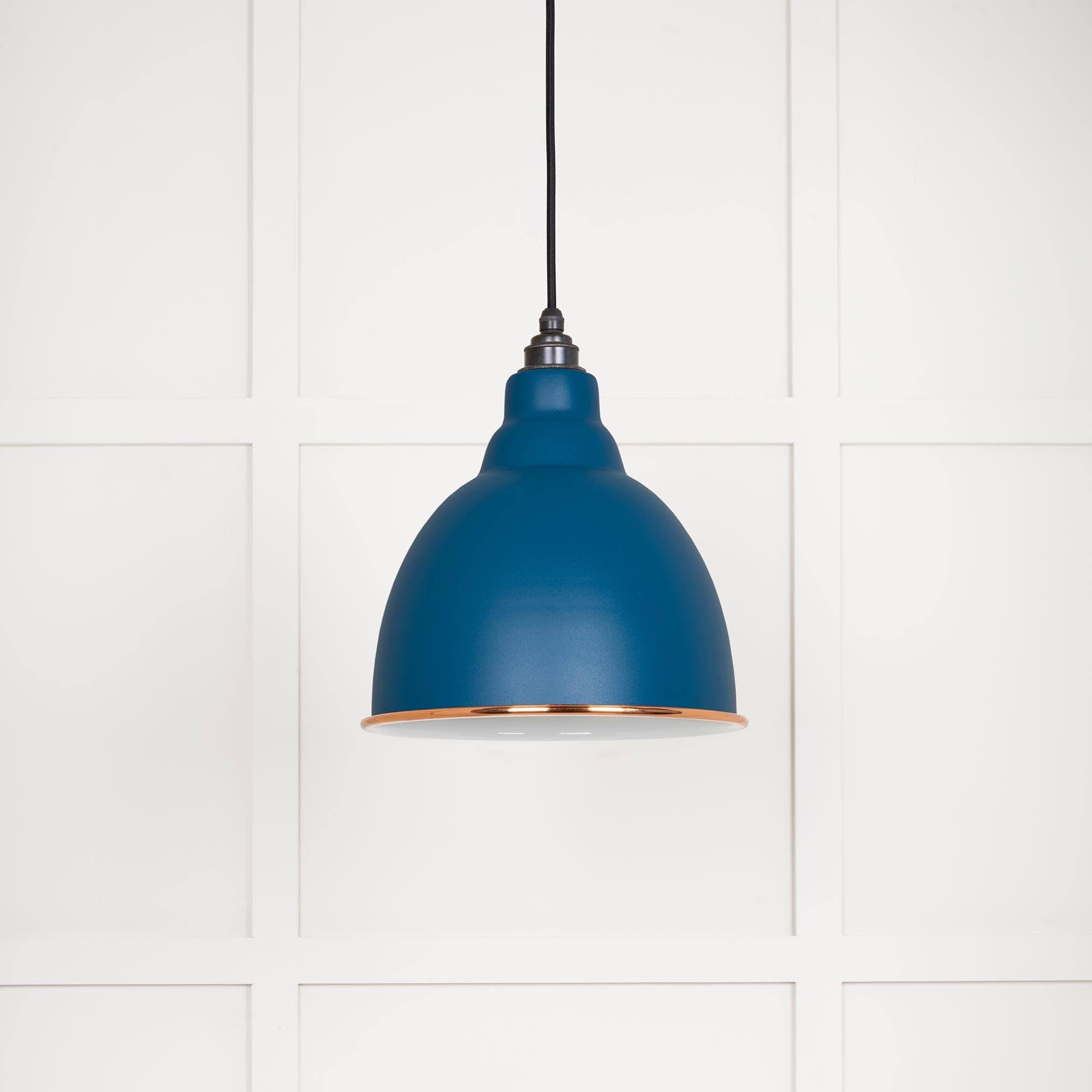 White Gloss Brindley Pendant Light  Upstream, Front Side.