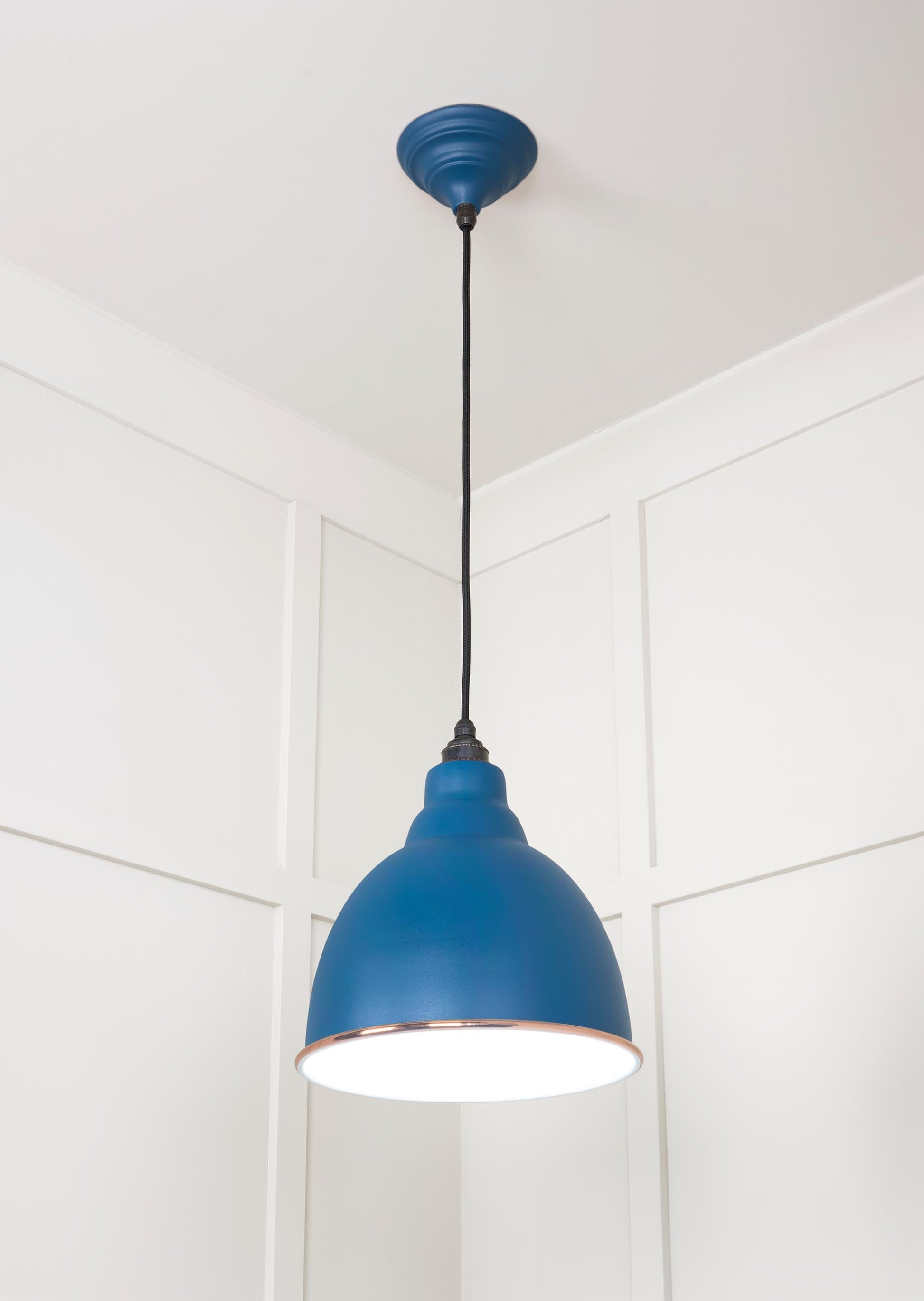 White Gloss Brindley Pendant Light  Upstream, Underside.