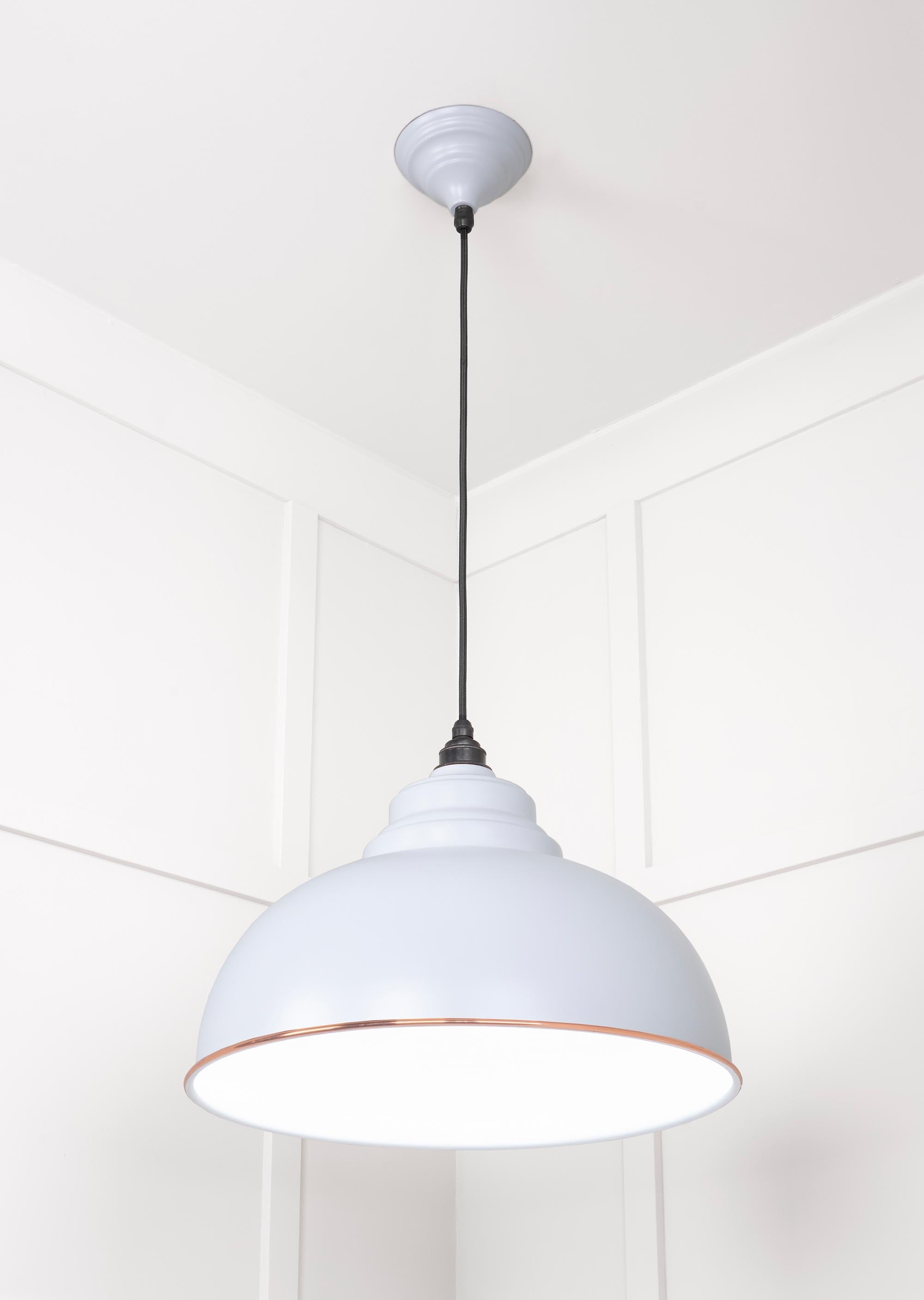 White Gloss Harborne Pendant Light  Birch, Underside.