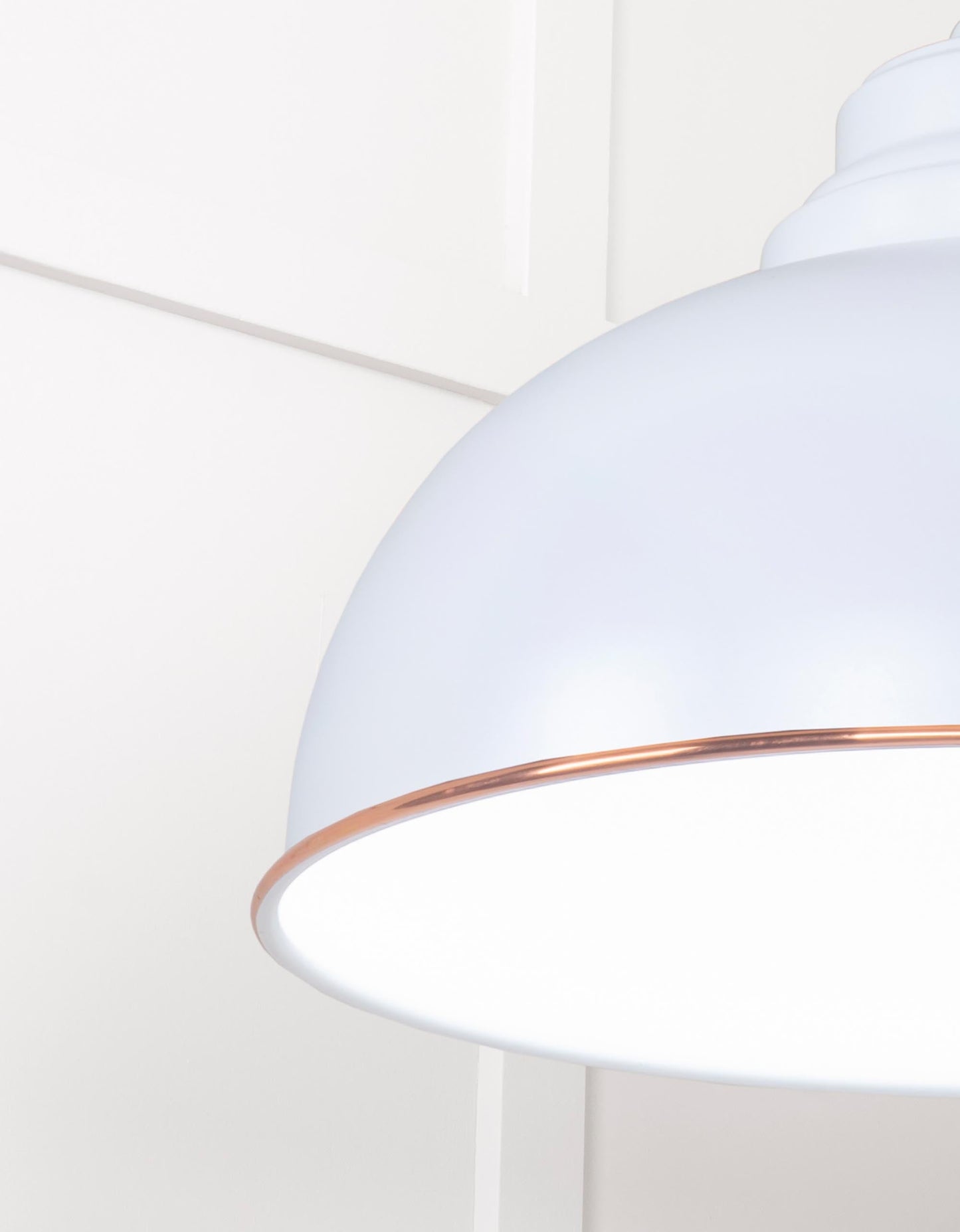 White Gloss Harborne Pendant Light  Birch, Detailed close up view of pendant.