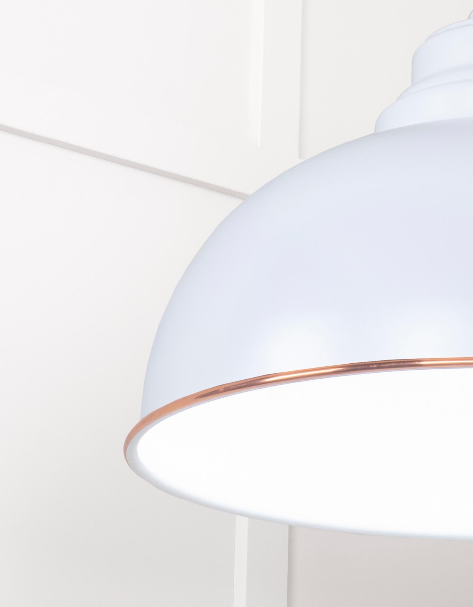 White Gloss Harborne Pendant Light  Birch, Detailed close up view of pendant.