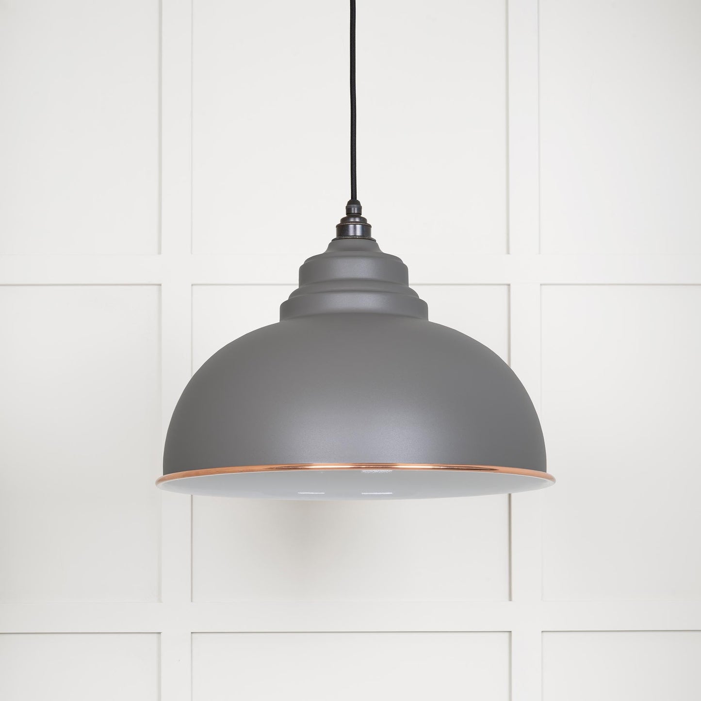 White Gloss Harborne Pendant Light  Bluff, Front Side.