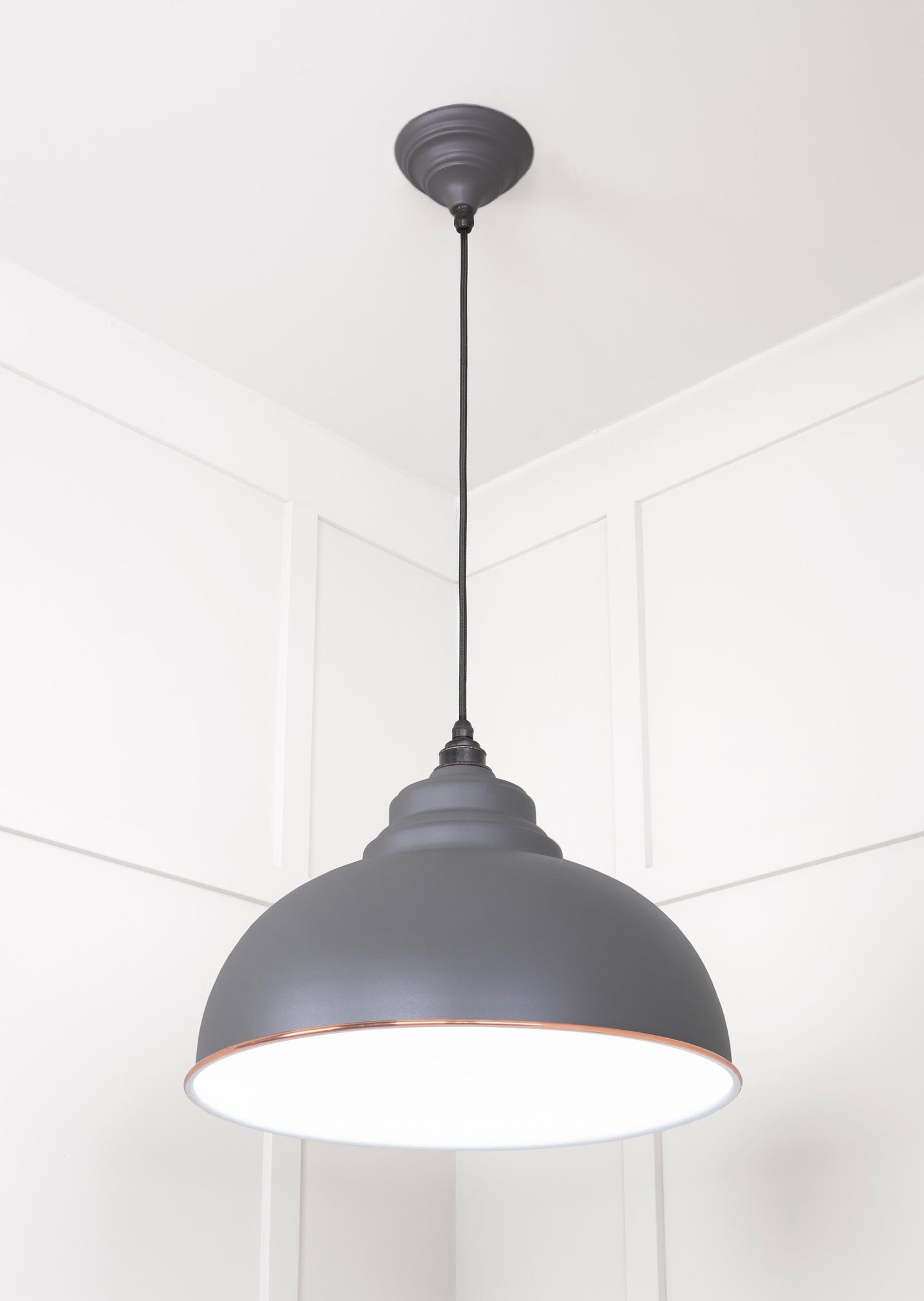 White Gloss Harborne Pendant Light  Bluff, Underside.