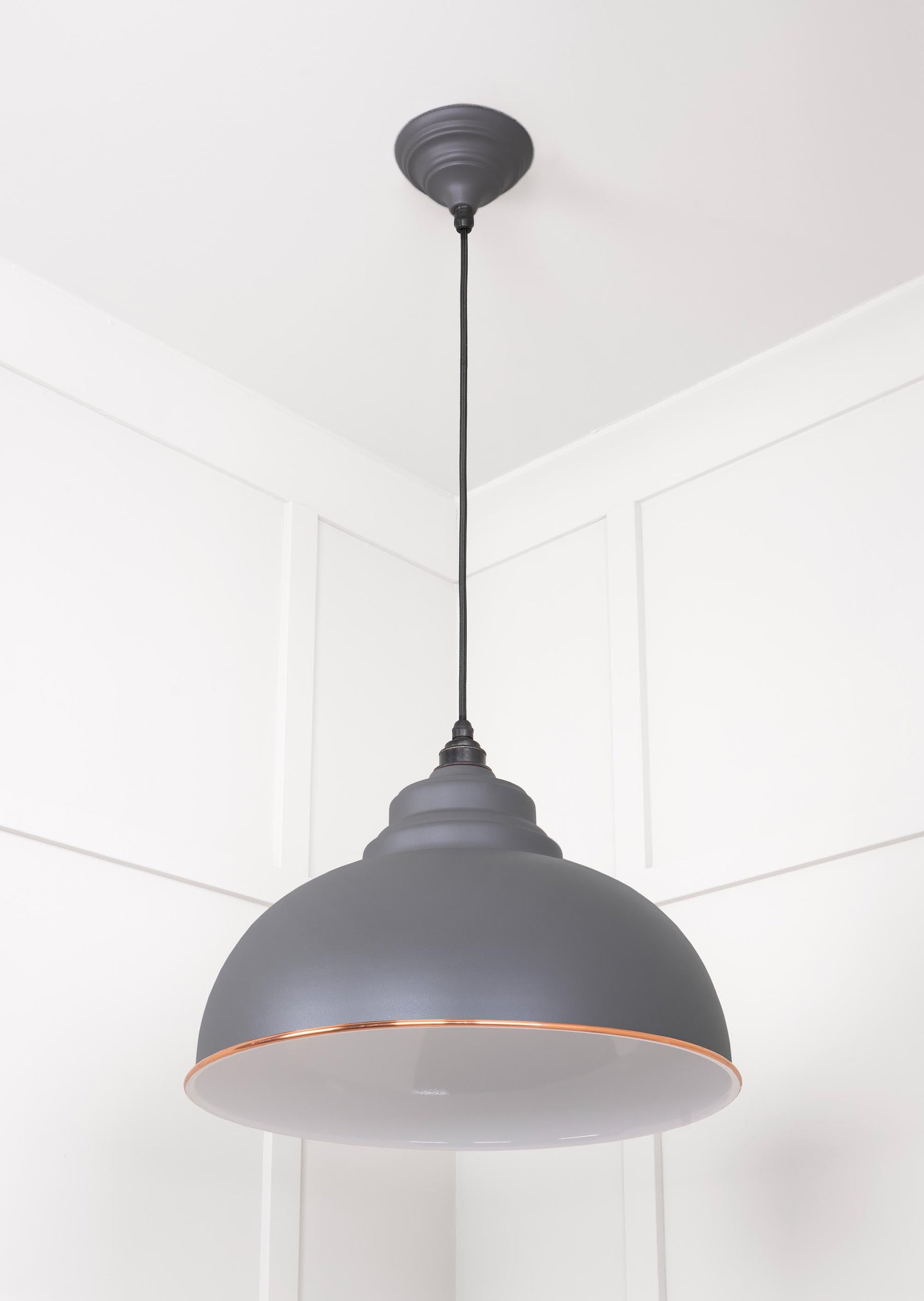 White Gloss Harborne Pendant Light  Bluff, Underside.