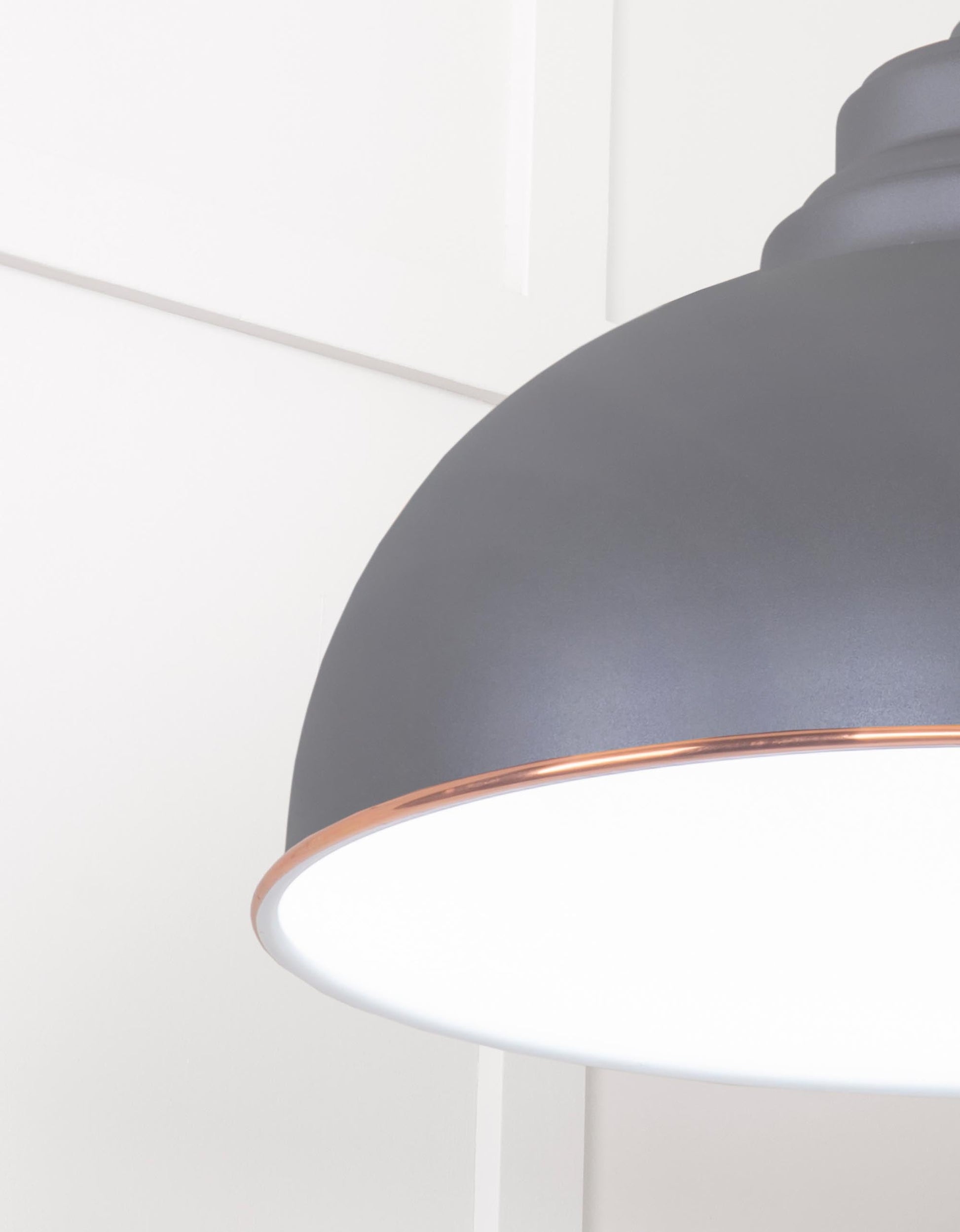 White Gloss Harborne Pendant Light  Bluff, Detailed close up view of pendant.