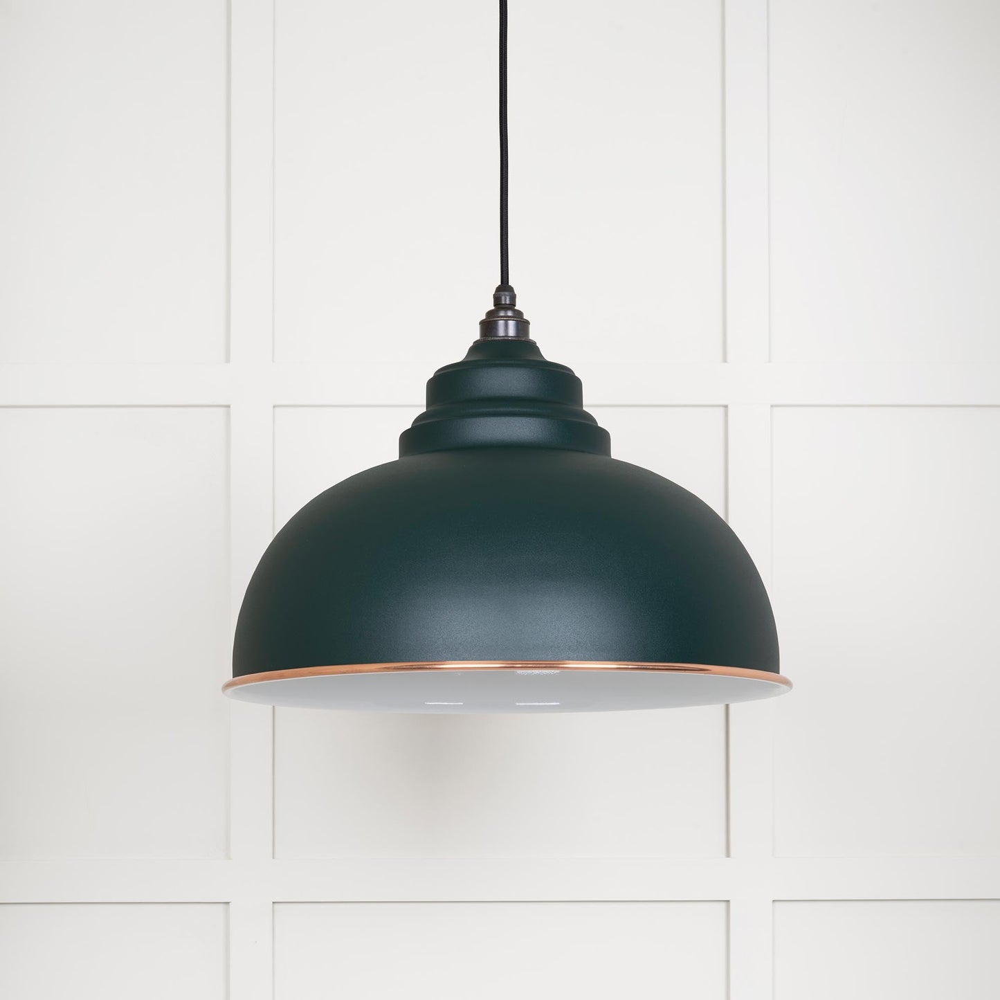 White Gloss Harborne Pendant Light  Dingle, Front Side.