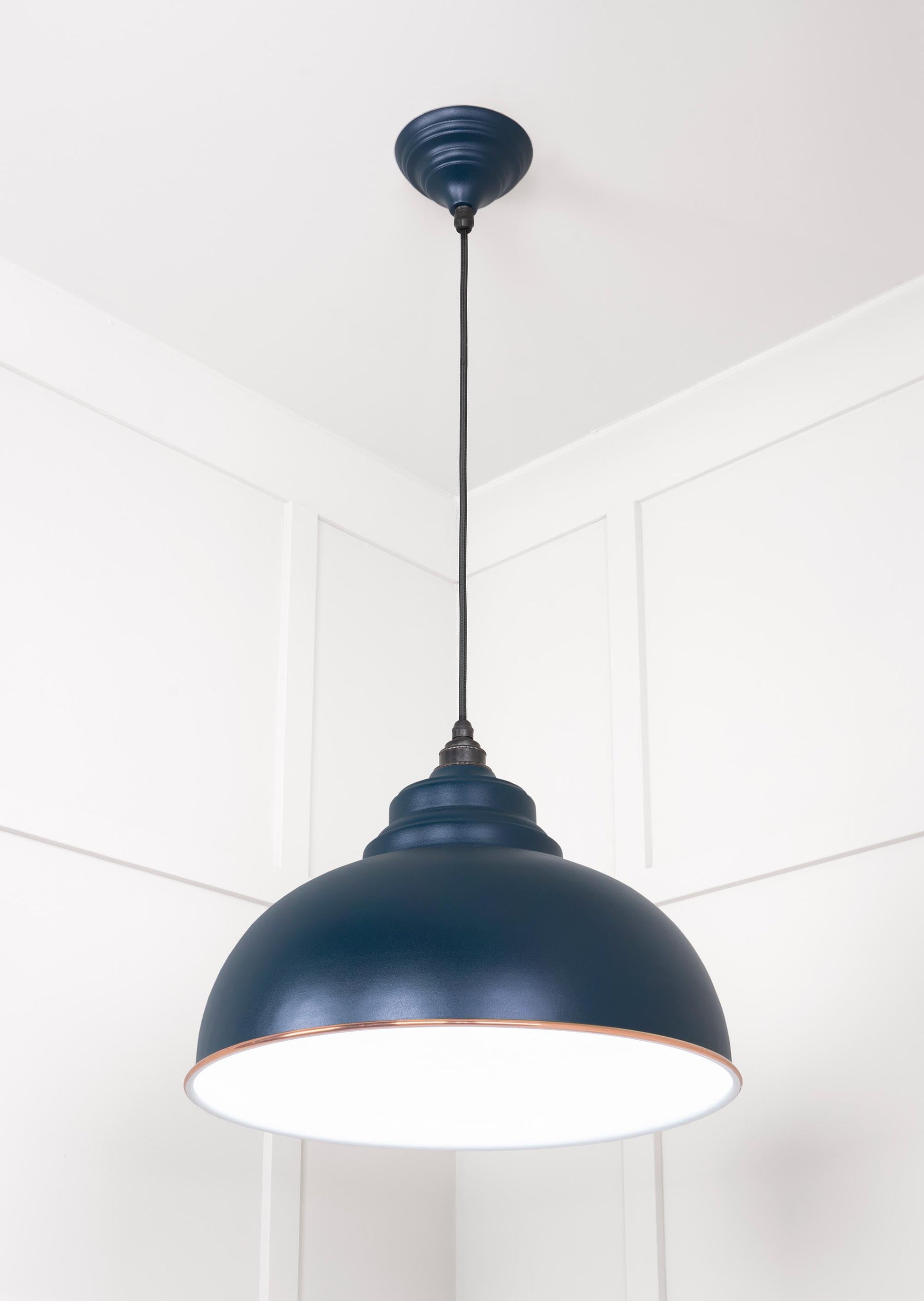 White Gloss Harborne Pendant Light  Dusk, Underside.