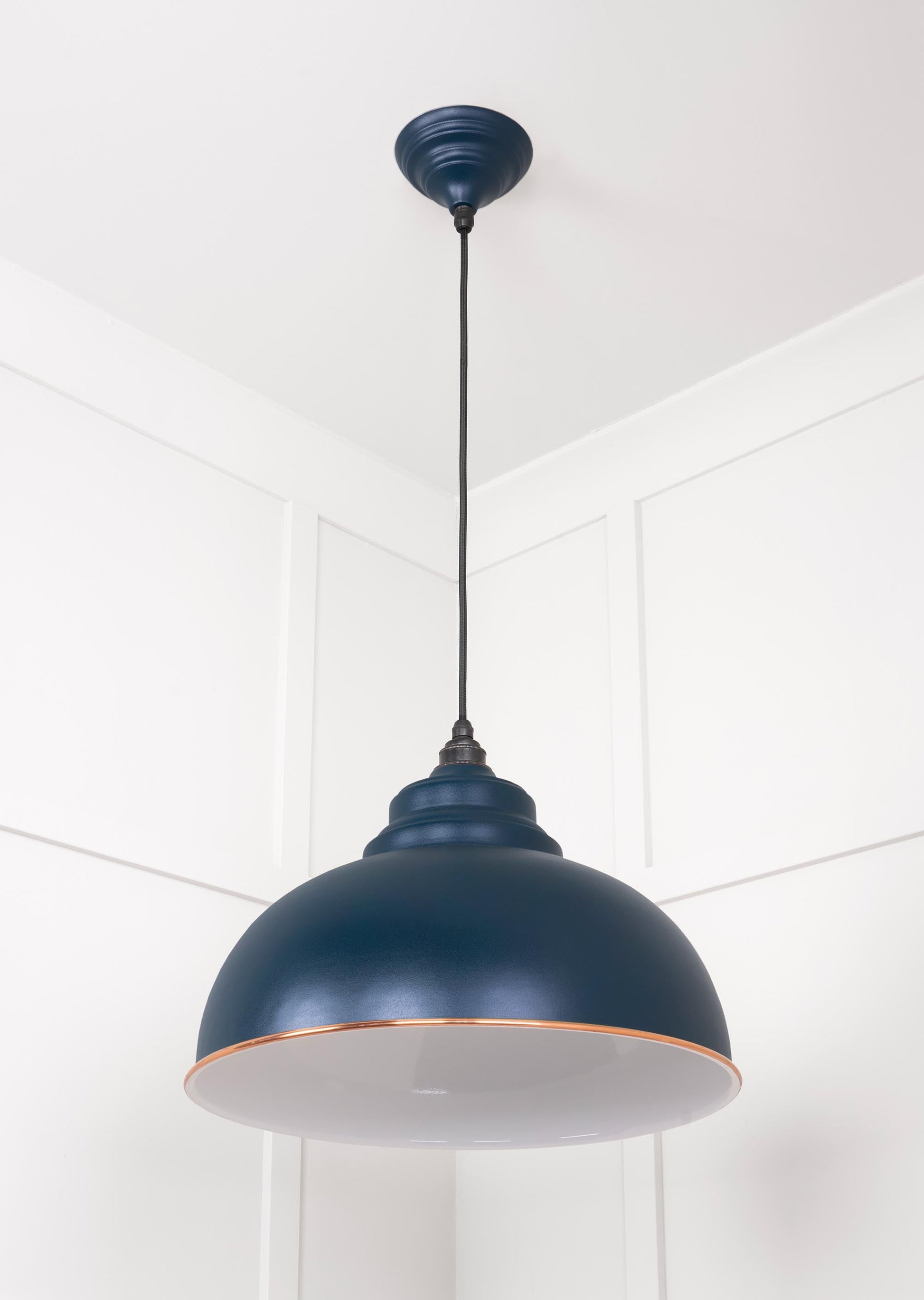 White Gloss Harborne Pendant Light  Dusk, Underside.