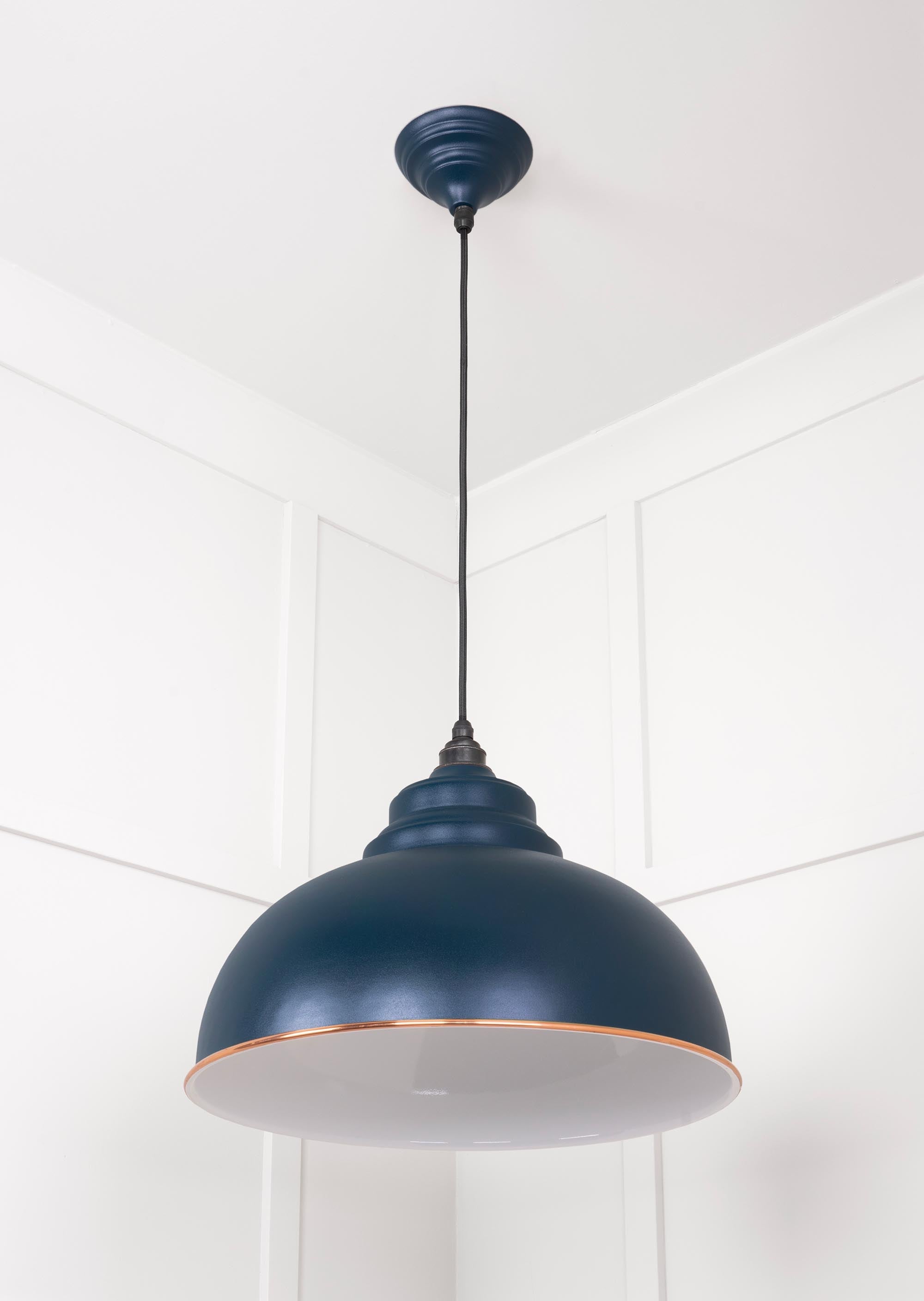 White Gloss Harborne Pendant Light  Dusk, Underside.