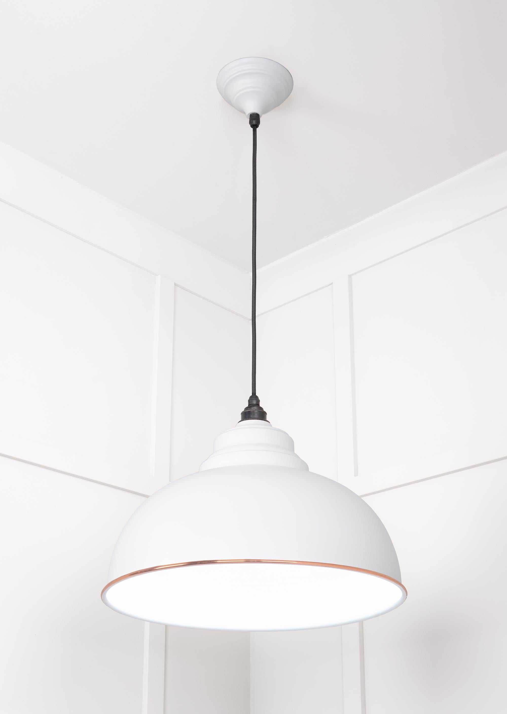 White Gloss Harborne Pendant Light  Flock, Underside.