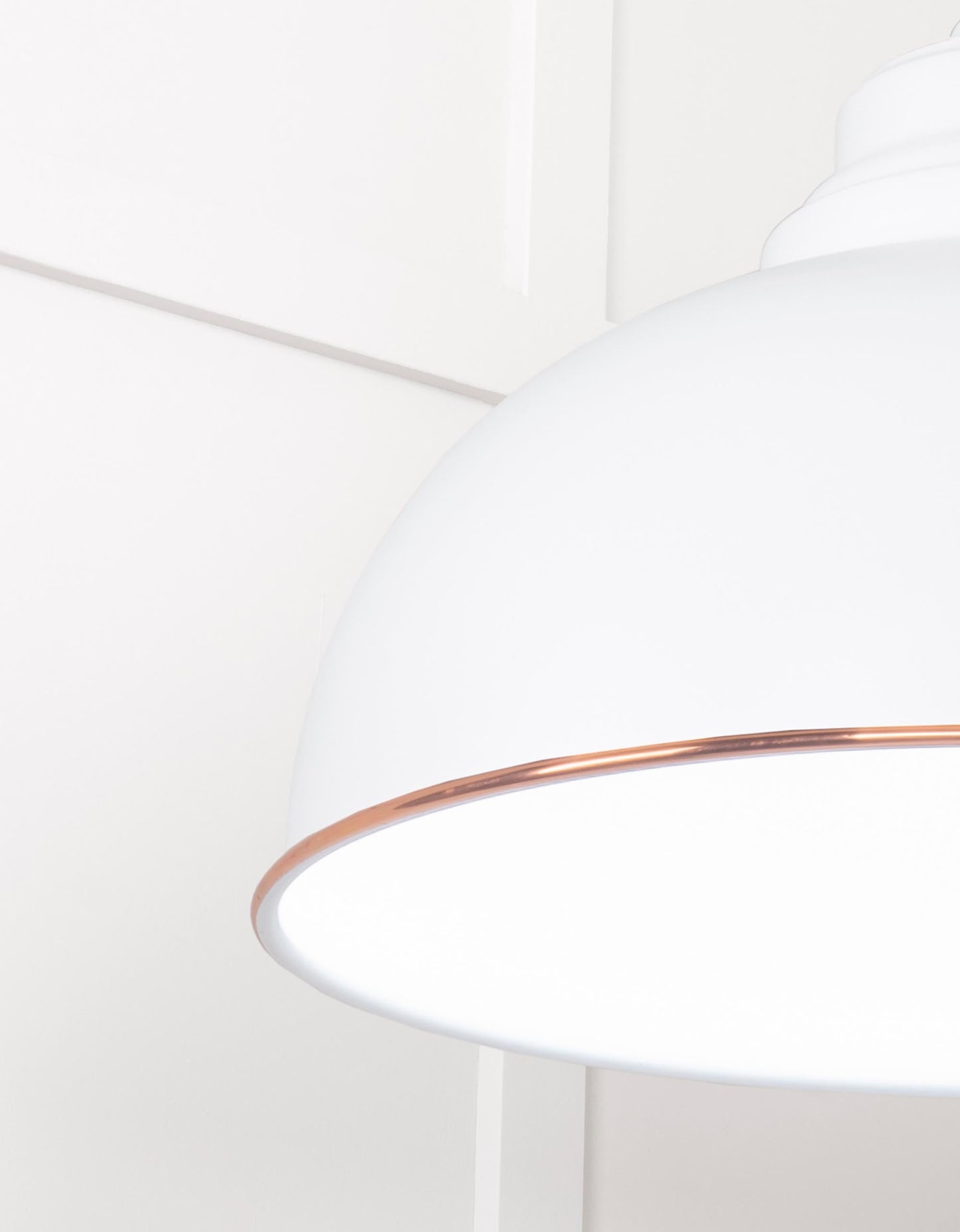 White Gloss Harborne Pendant Light  Flock, Detailed close up view of pendant.
