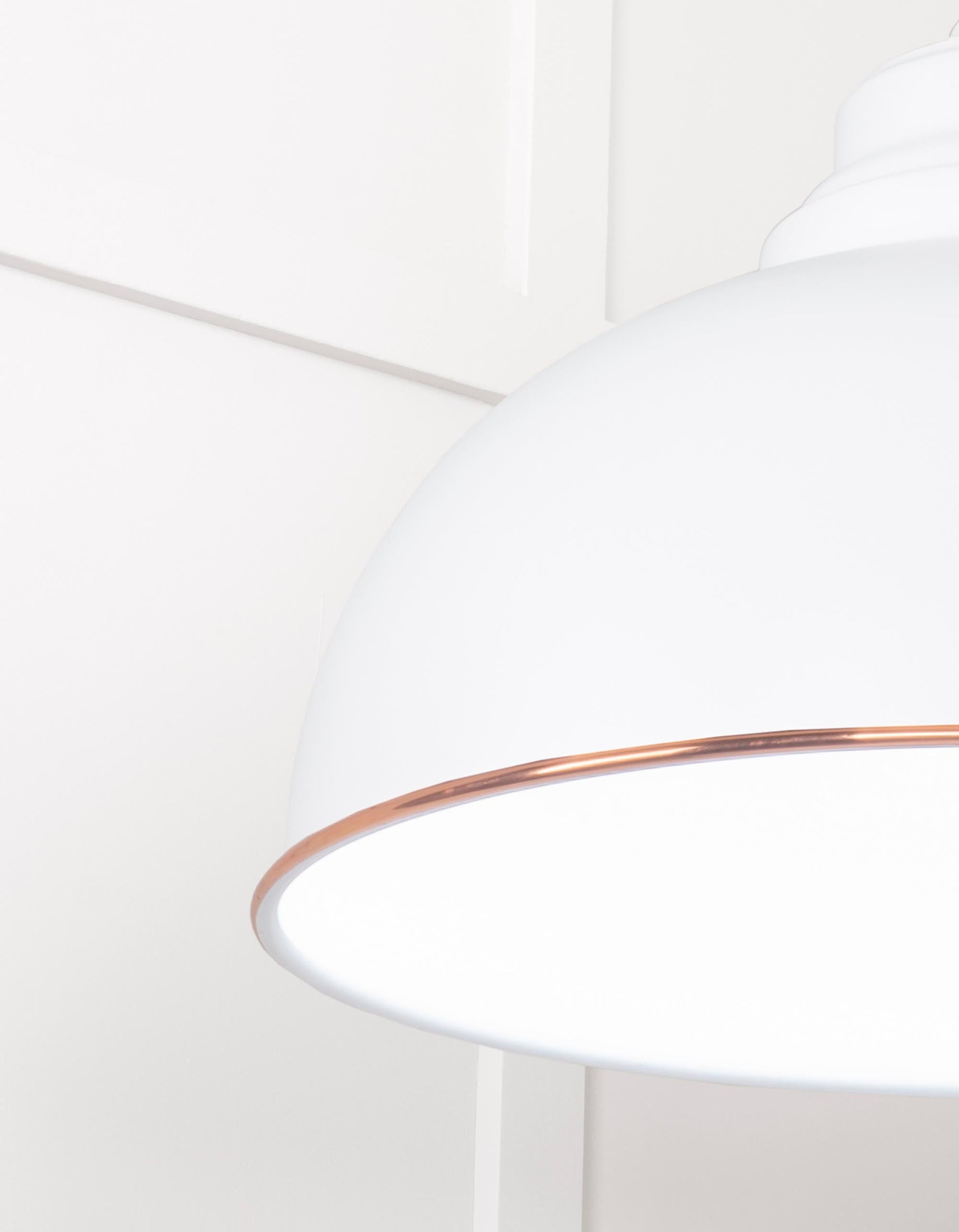 White Gloss Harborne Pendant Light  Flock, Detailed close up view of pendant.