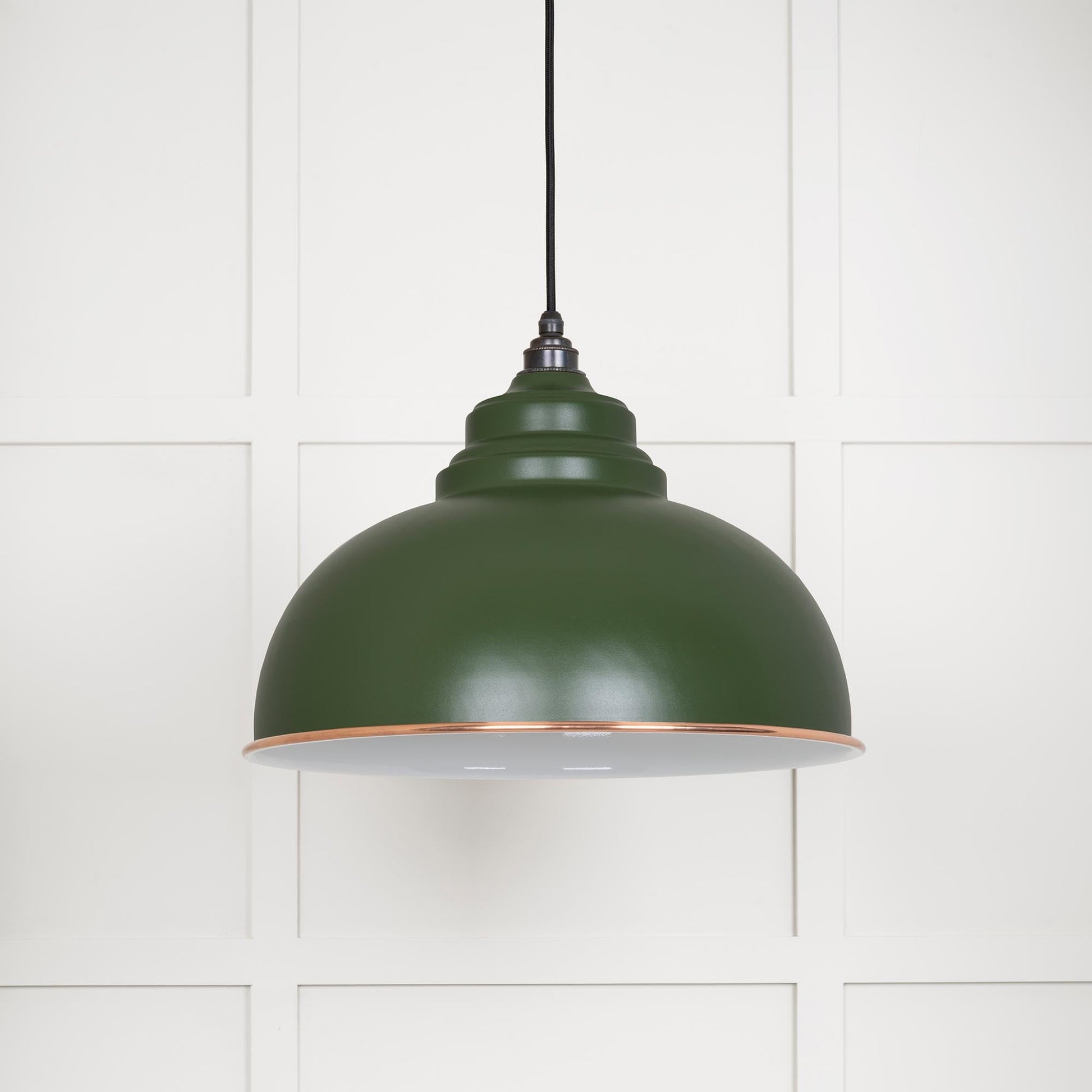 White Gloss Harborne Pendant Light  Heath, Front Side.