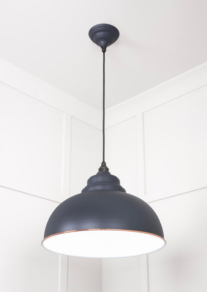 White Gloss Harborne Pendant Light  Slate, Underside.