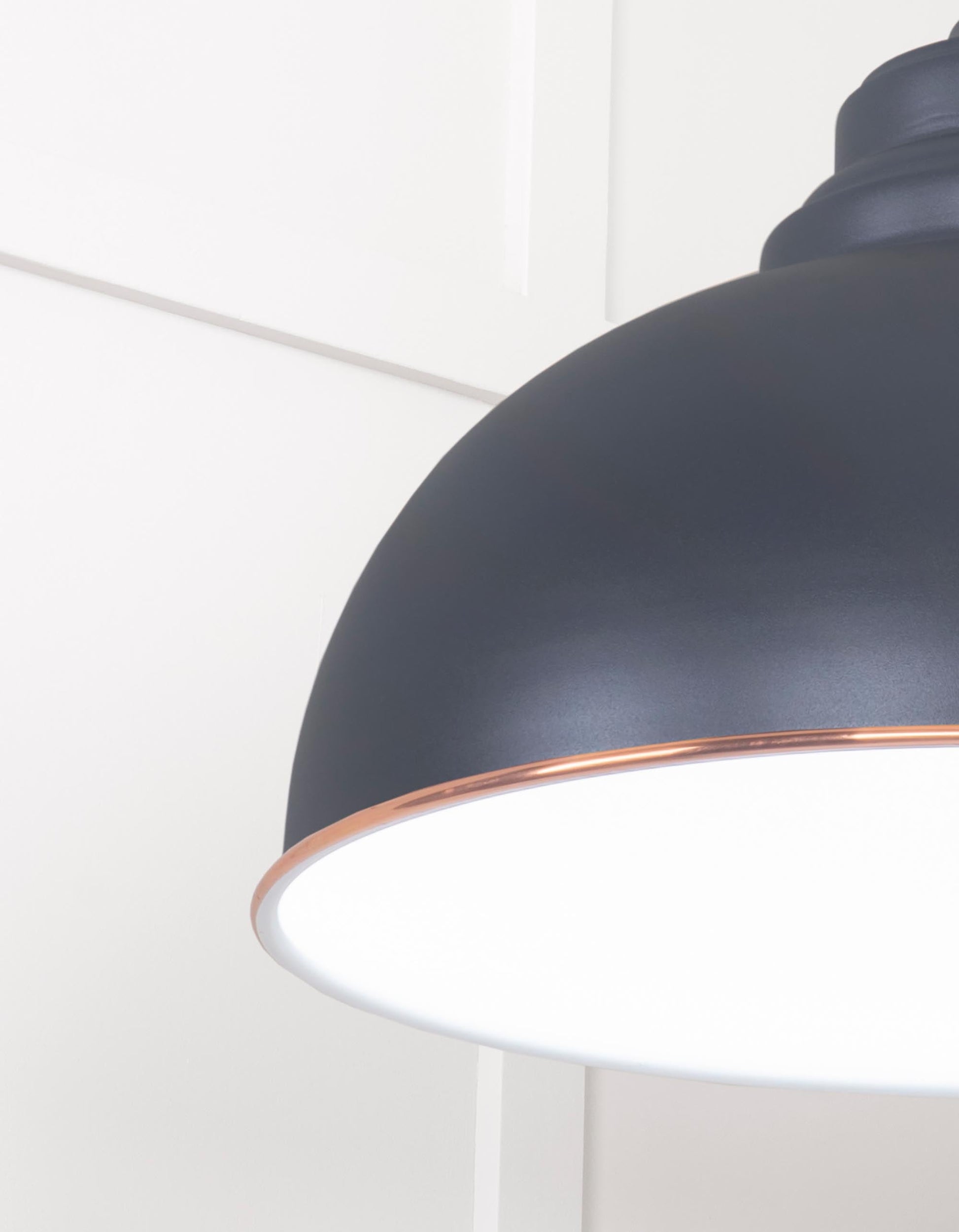 White Gloss Harborne Pendant Light  Slate, Detailed close up view of pendant.