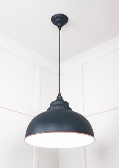 White Gloss Harborne Pendant Light  Soot, Underside.