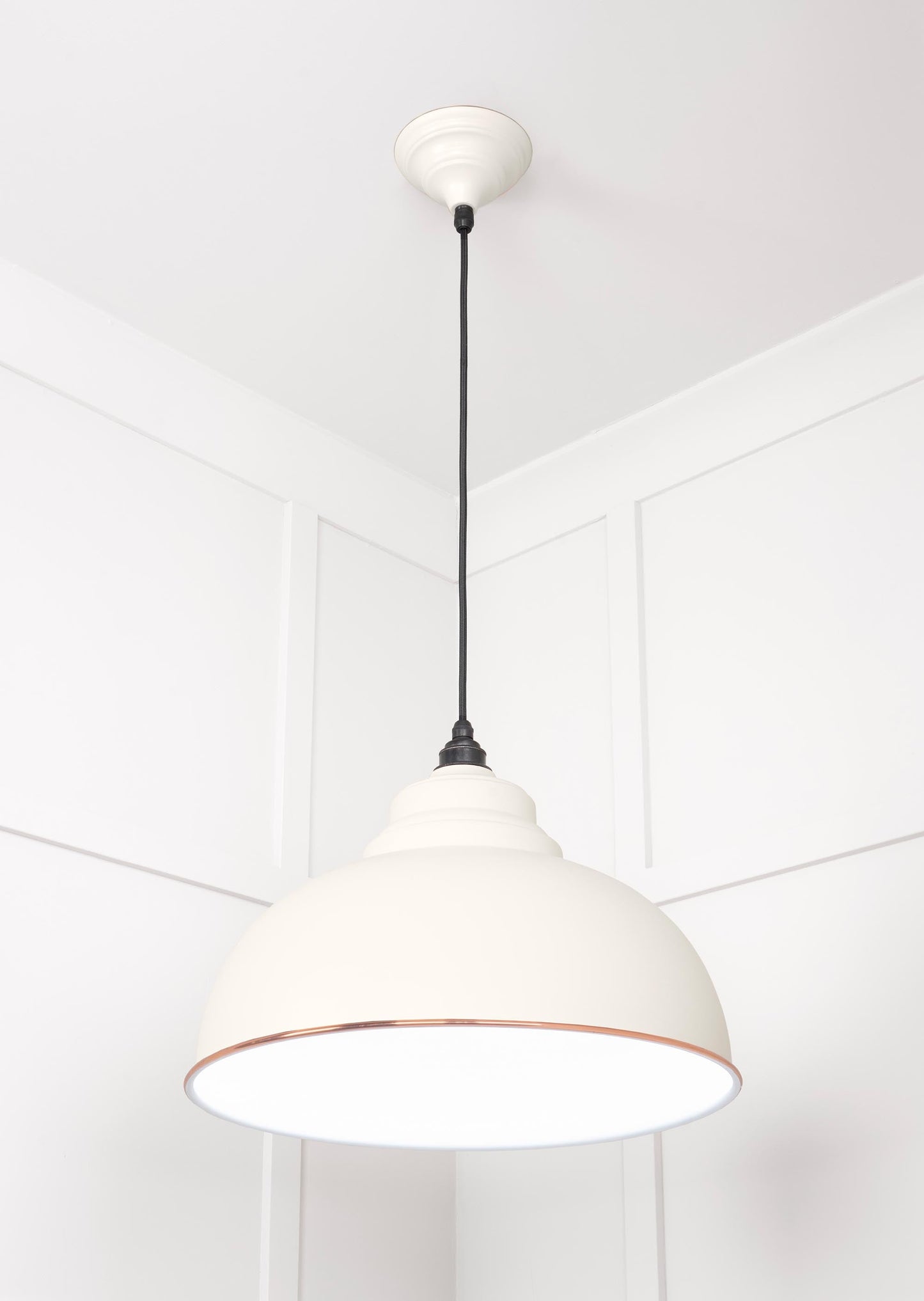 White Gloss Harborne Pendant Light  Teasel, Underside.