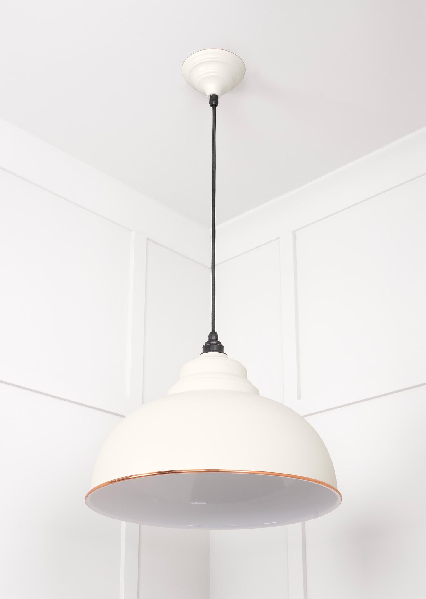 White Gloss Harborne Pendant Light  Teasel, Underside.