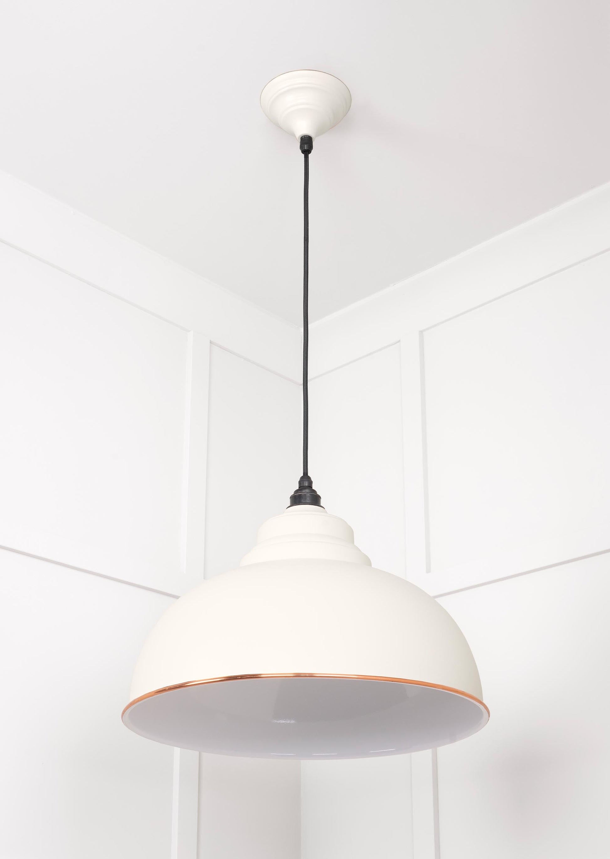 White Gloss Harborne Pendant Light  Teasel, Underside.