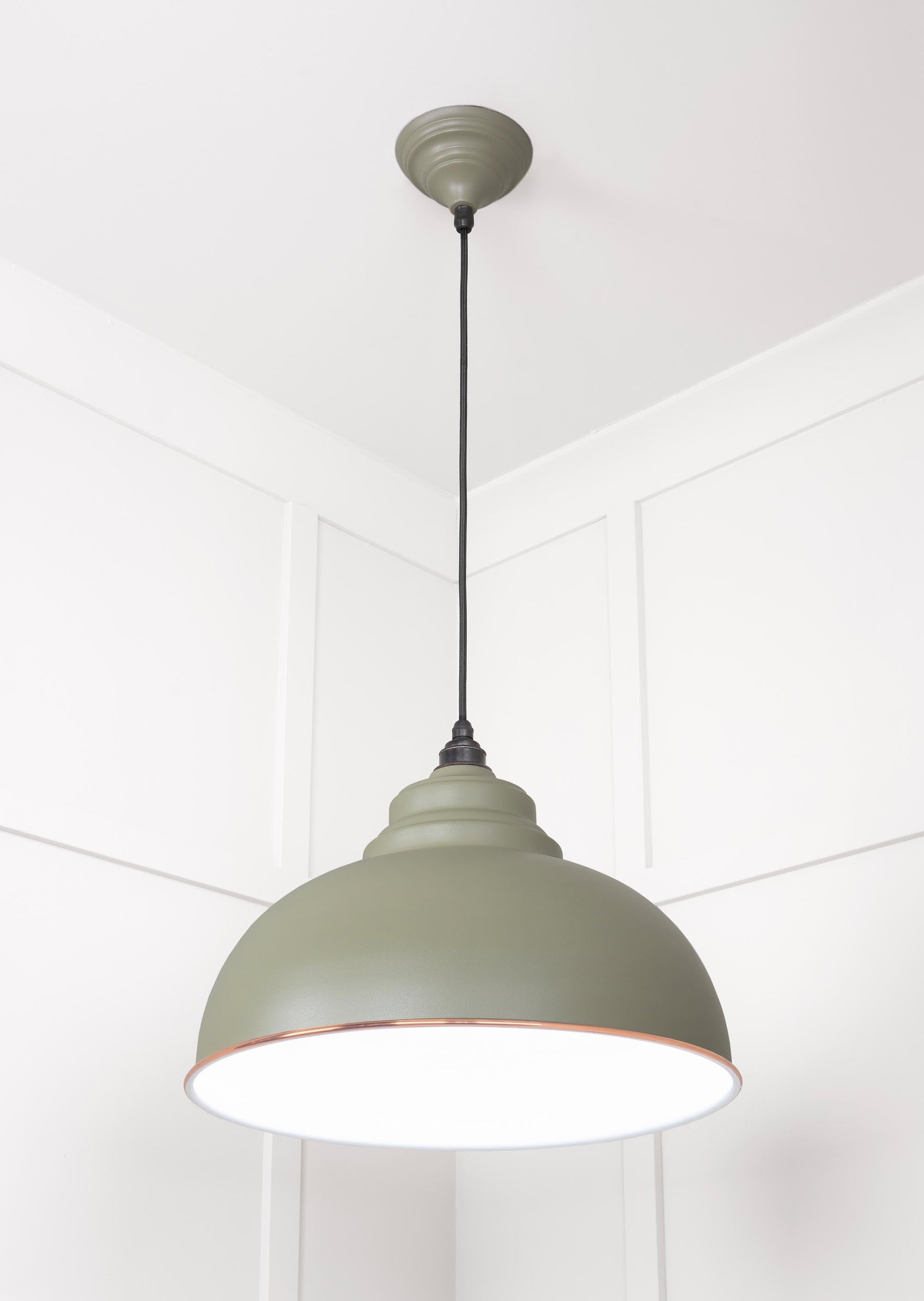 White Gloss Harborne Pendant Light  Tump, Underside.