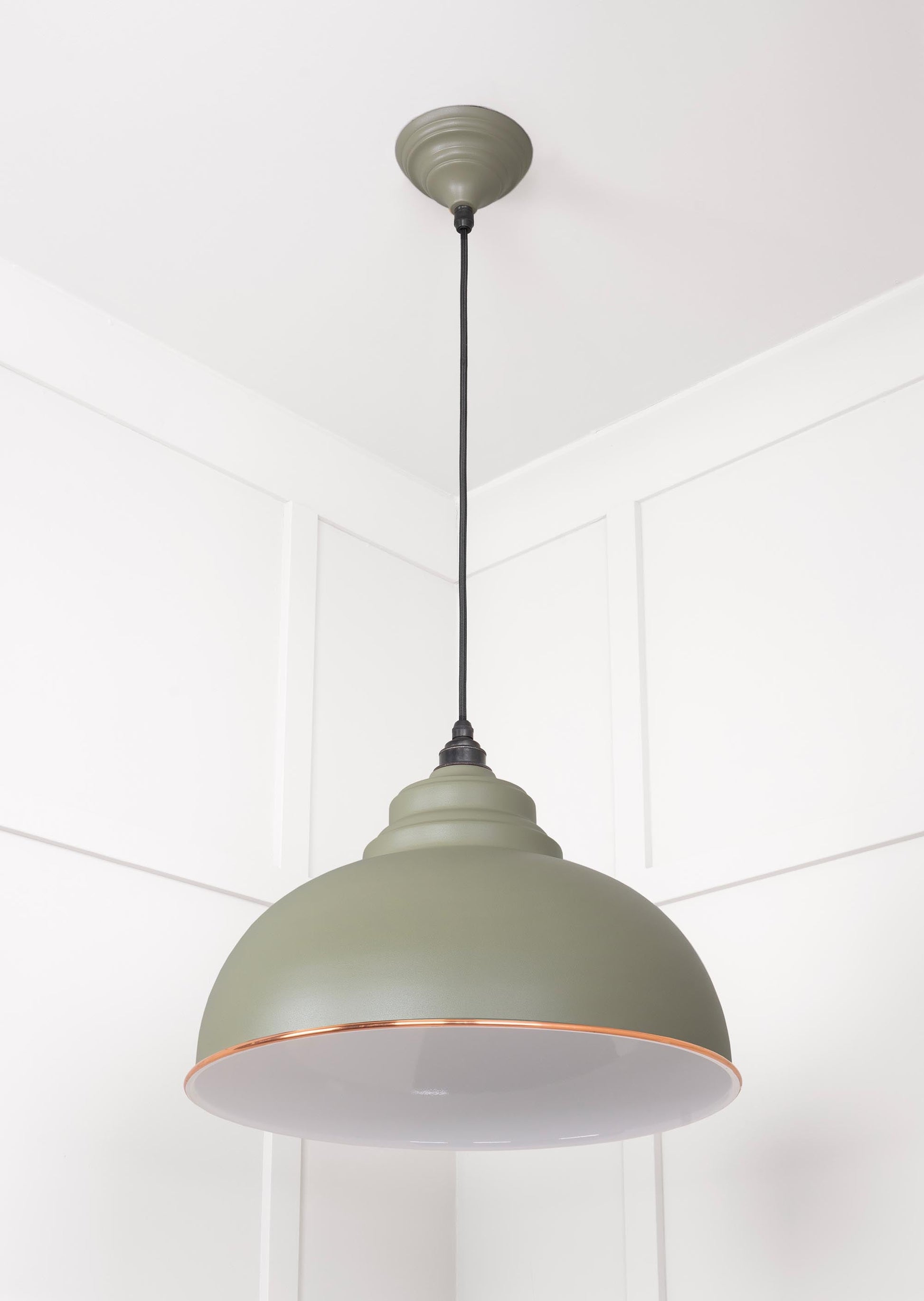 White Gloss Harborne Pendant Light  Tump, Underside.