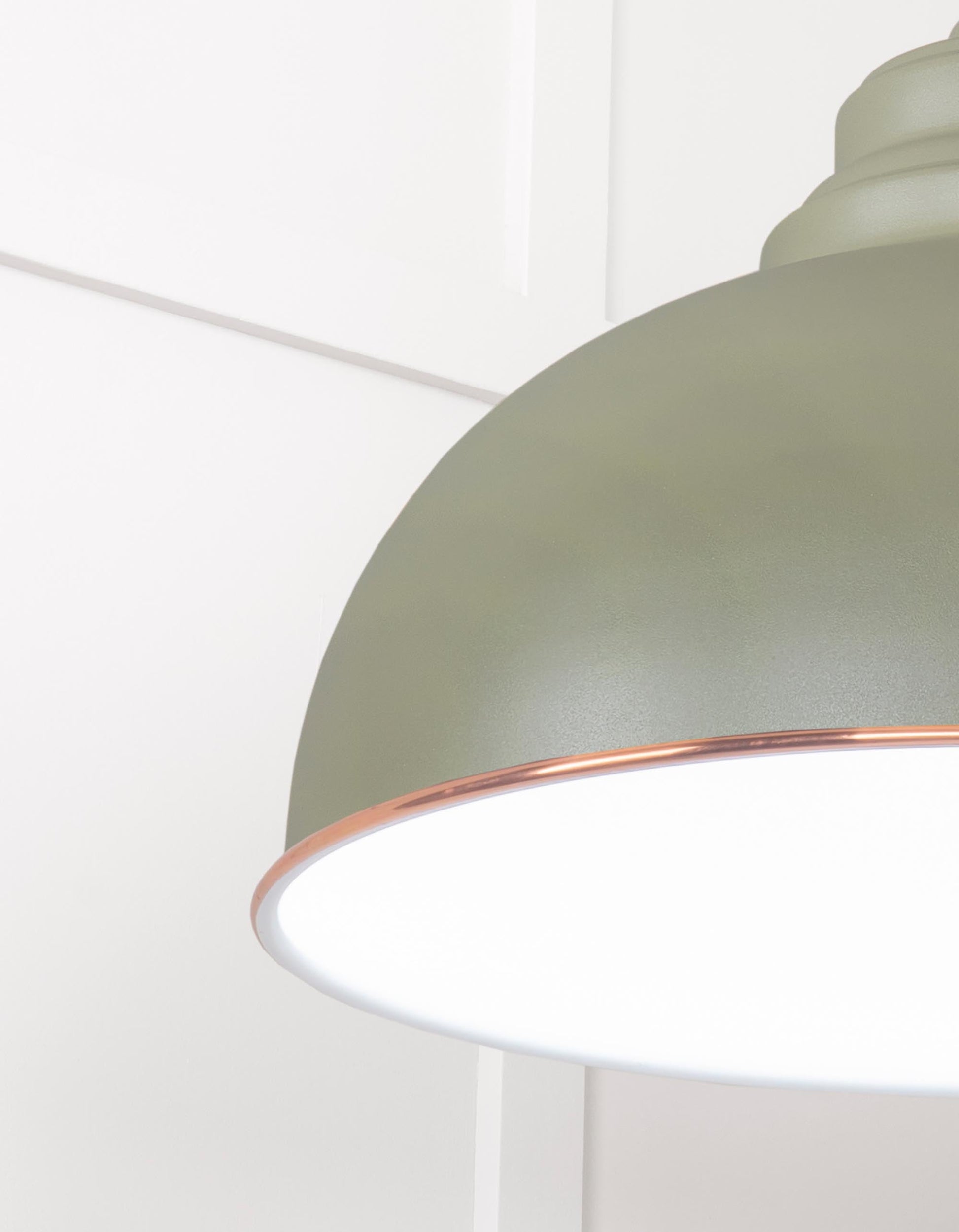 White Gloss Harborne Pendant Light  Tump, Detailed close up view of pendant.