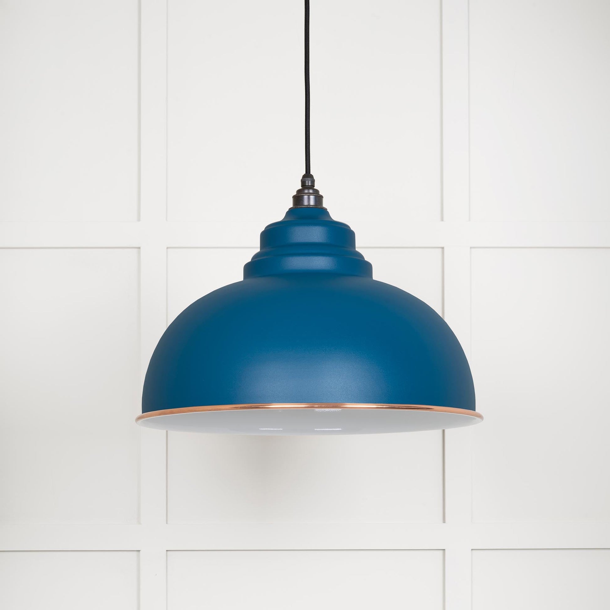 White Gloss Harborne Pendant Light  Upstream, Front Side.