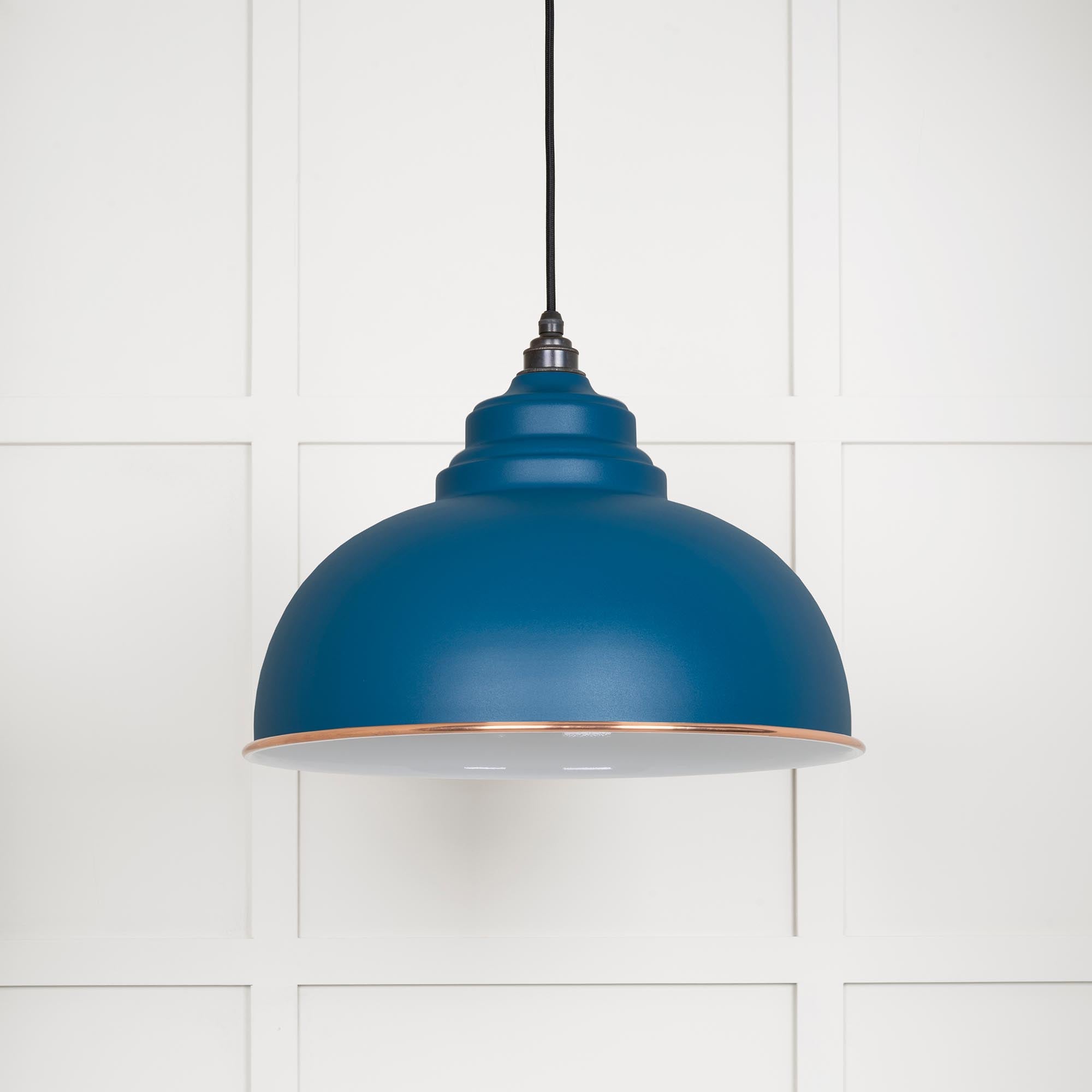 White Gloss Harborne Pendant Light  Upstream, Front Side.