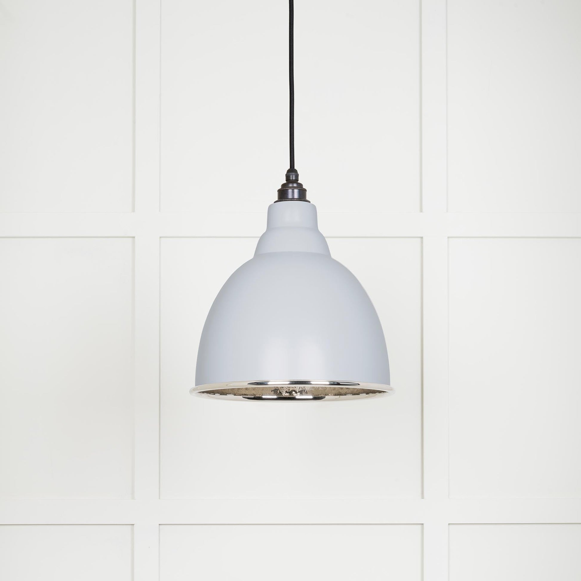 Hammered Nickel Brindley Pendant Light Birch, Front Side.