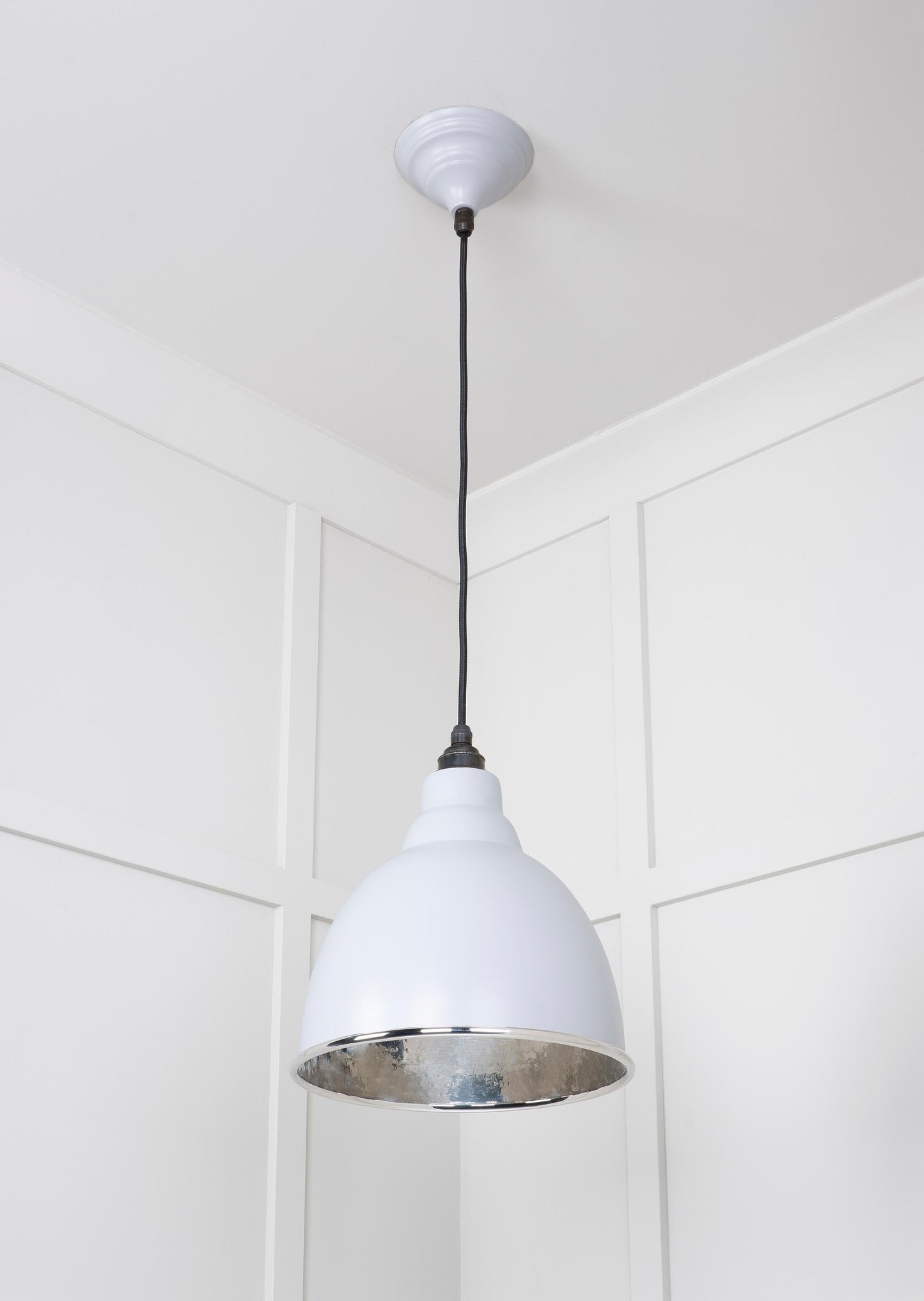Hammered Nickel Brindley Pendant Light Birch, Underside.