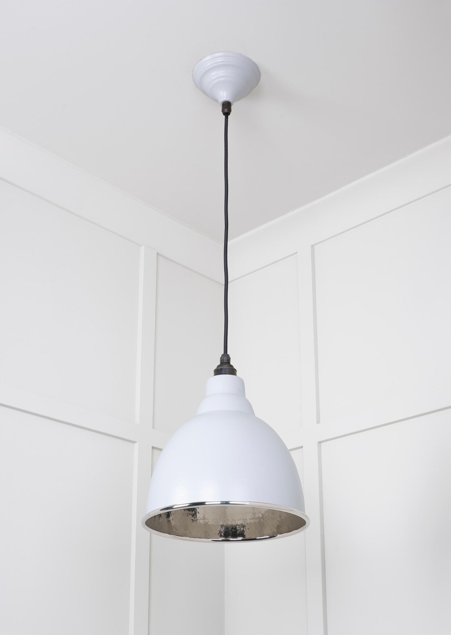 Hammered Nickel Brindley Pendant Light Birch, Underside.