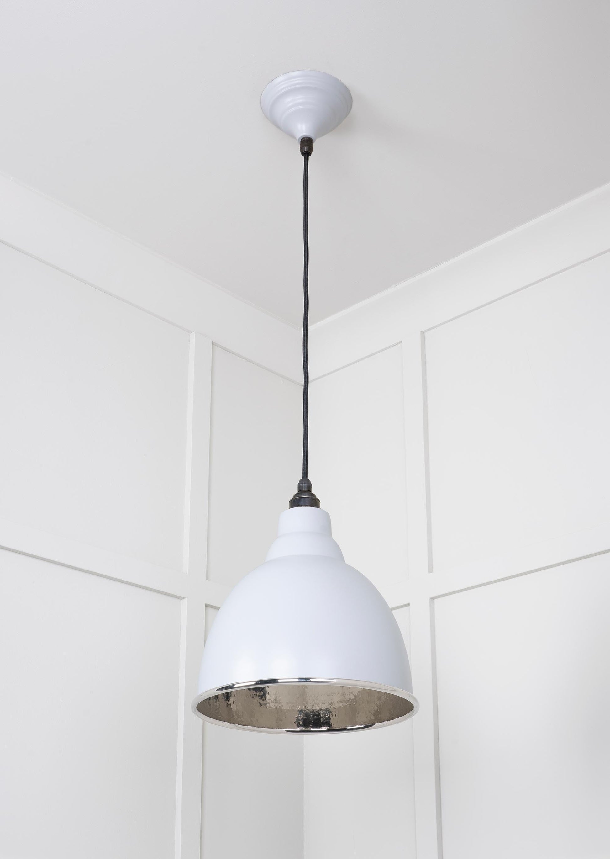 Hammered Nickel Brindley Pendant Light Birch, Underside.