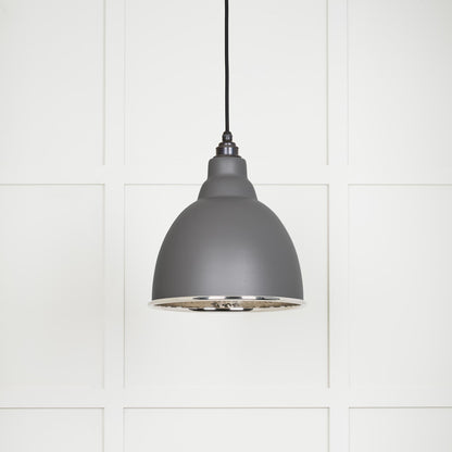 Hammered Nickel Brindley Pendant Light Bluff, Front Side.