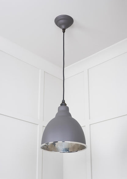 Hammered Nickel Brindley Pendant Light Bluff, Underside.