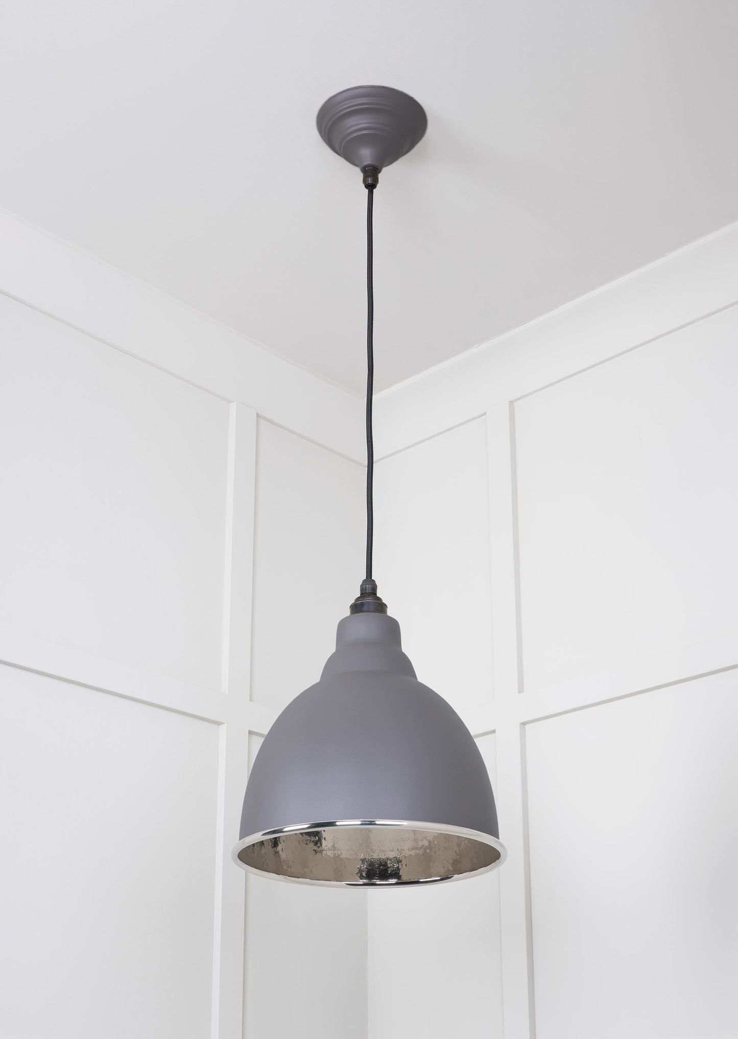 Hammered Nickel Brindley Pendant Light Bluff, Underside.