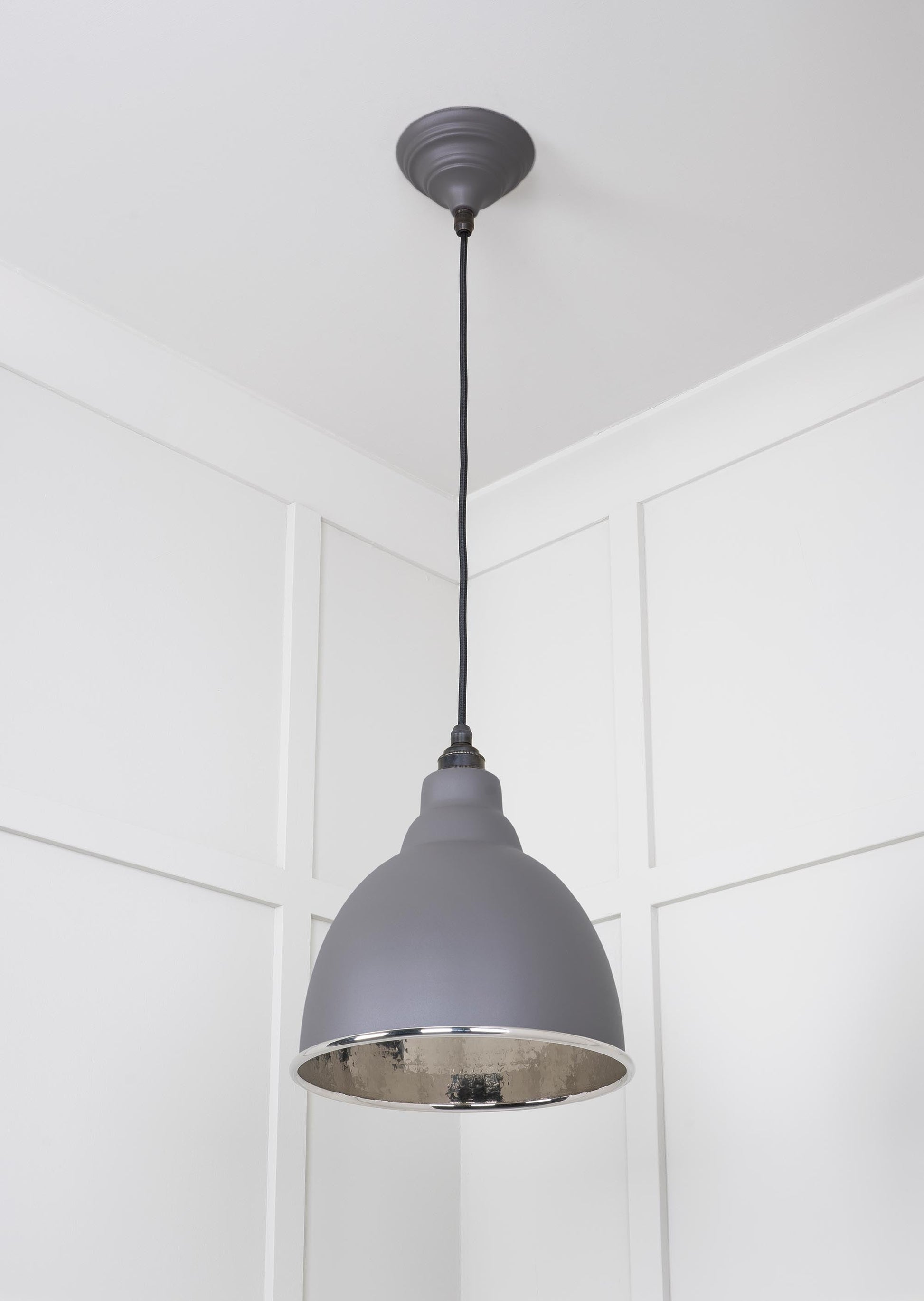 Hammered Nickel Brindley Pendant Light Bluff, Underside.