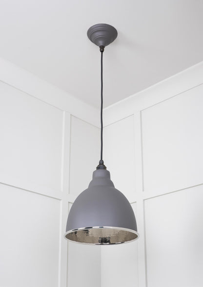 Hammered Nickel Brindley Pendant Light Bluff, Underside.