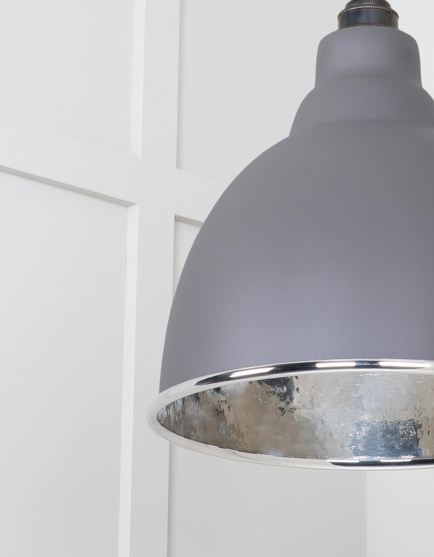 Hammered Nickel Brindley Pendant Light Bluff, Detailed close up view of pendant.