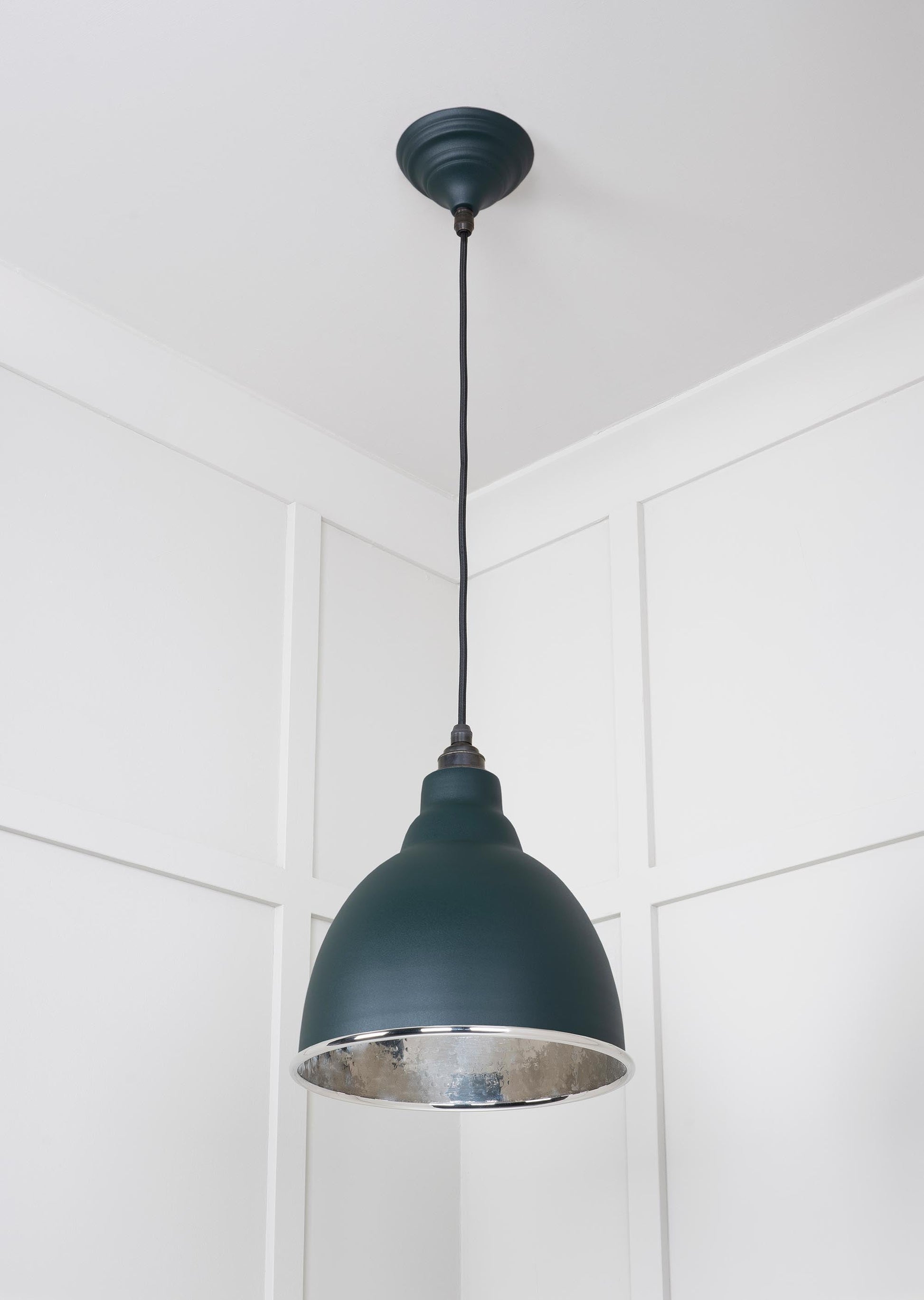 Hammered Nickel Brindley Pendant Light Dingle, Underside.