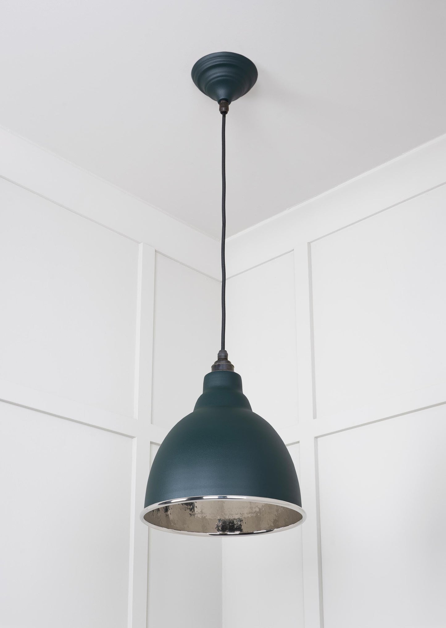 Hammered Nickel Brindley Pendant Light Dingle, Underside.