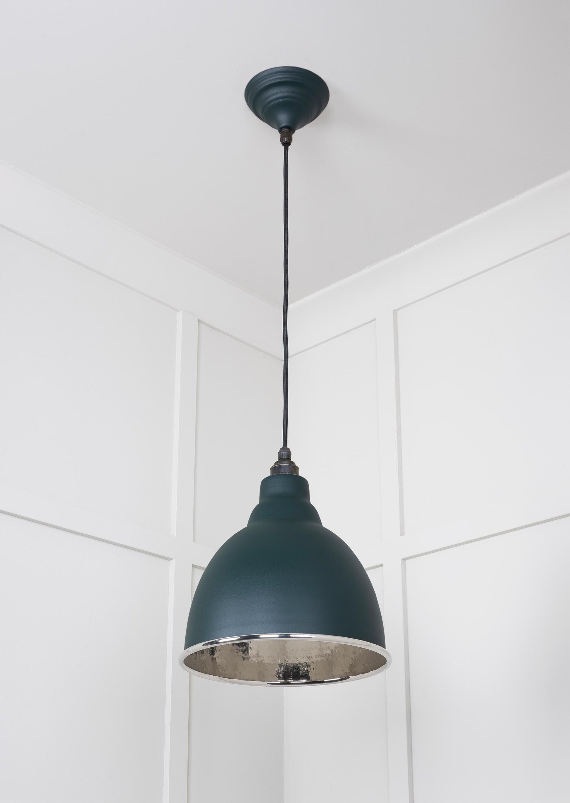 Hammered Nickel Brindley Pendant Light Dingle, Underside.