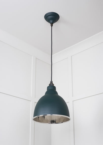 Hammered Nickel Brindley Pendant Light Dingle, Underside.
