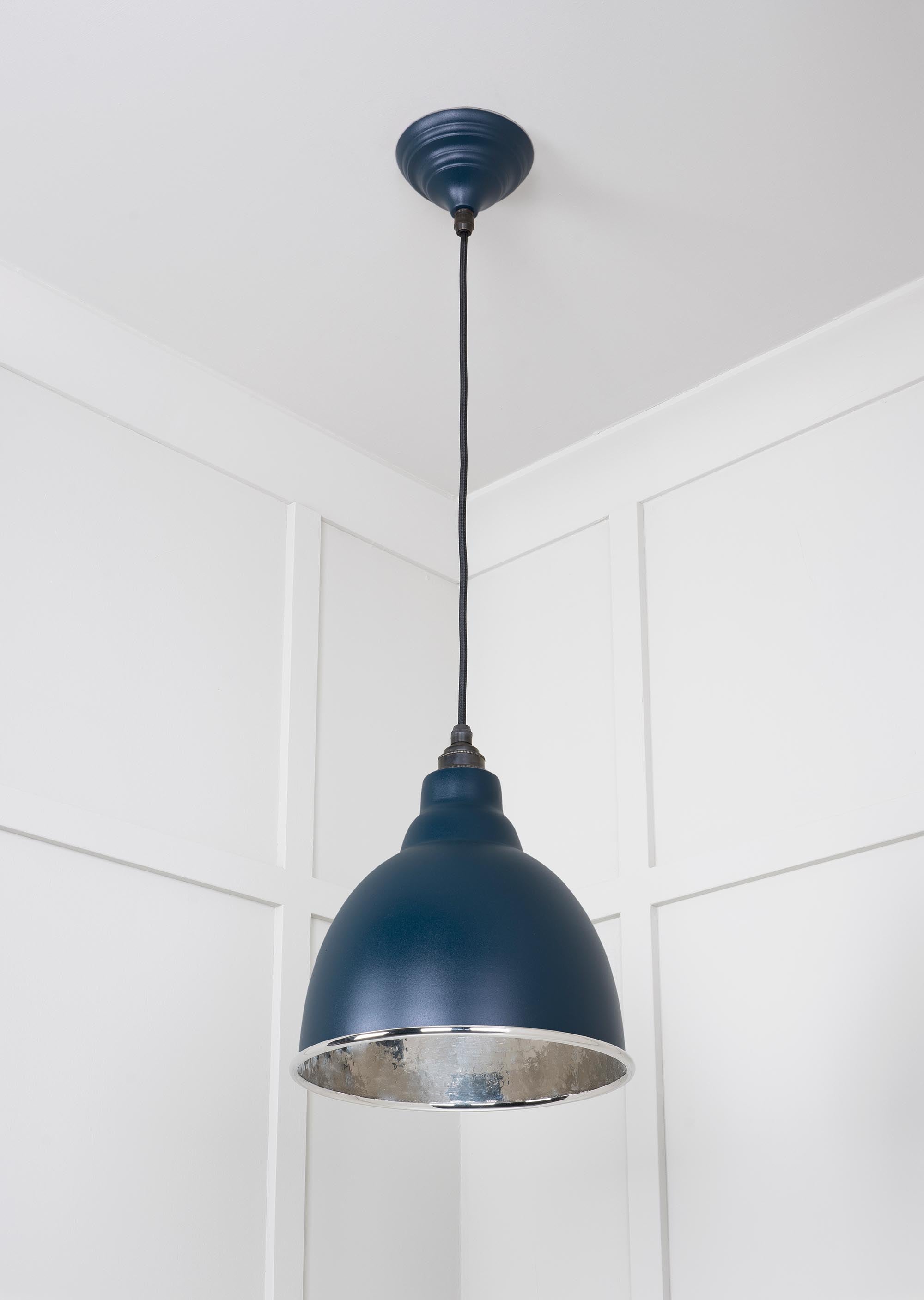Hammered Nickel Brindley Pendant Light Dusk, Underside.