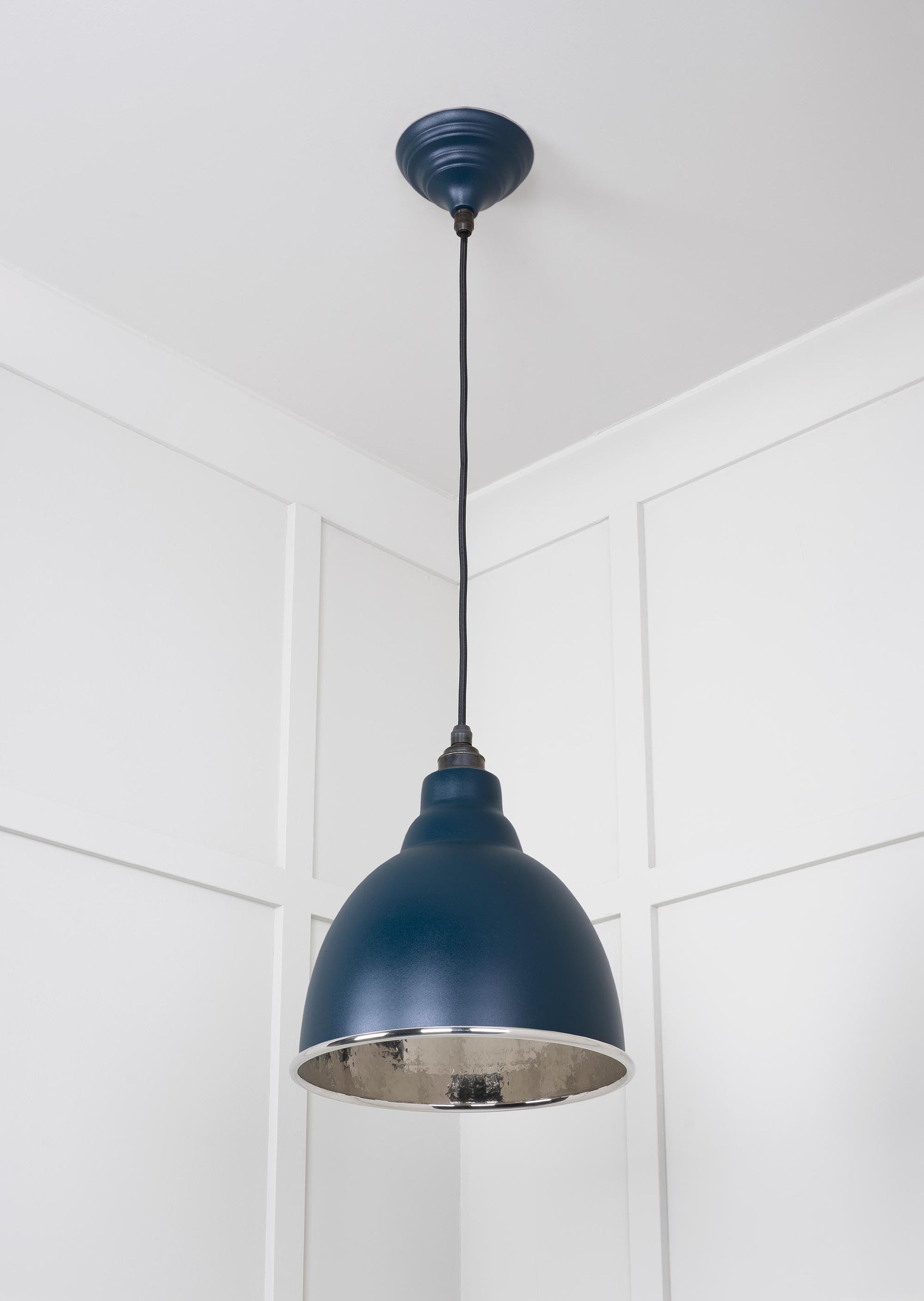 Hammered Nickel Brindley Pendant Light Dusk, Underside.