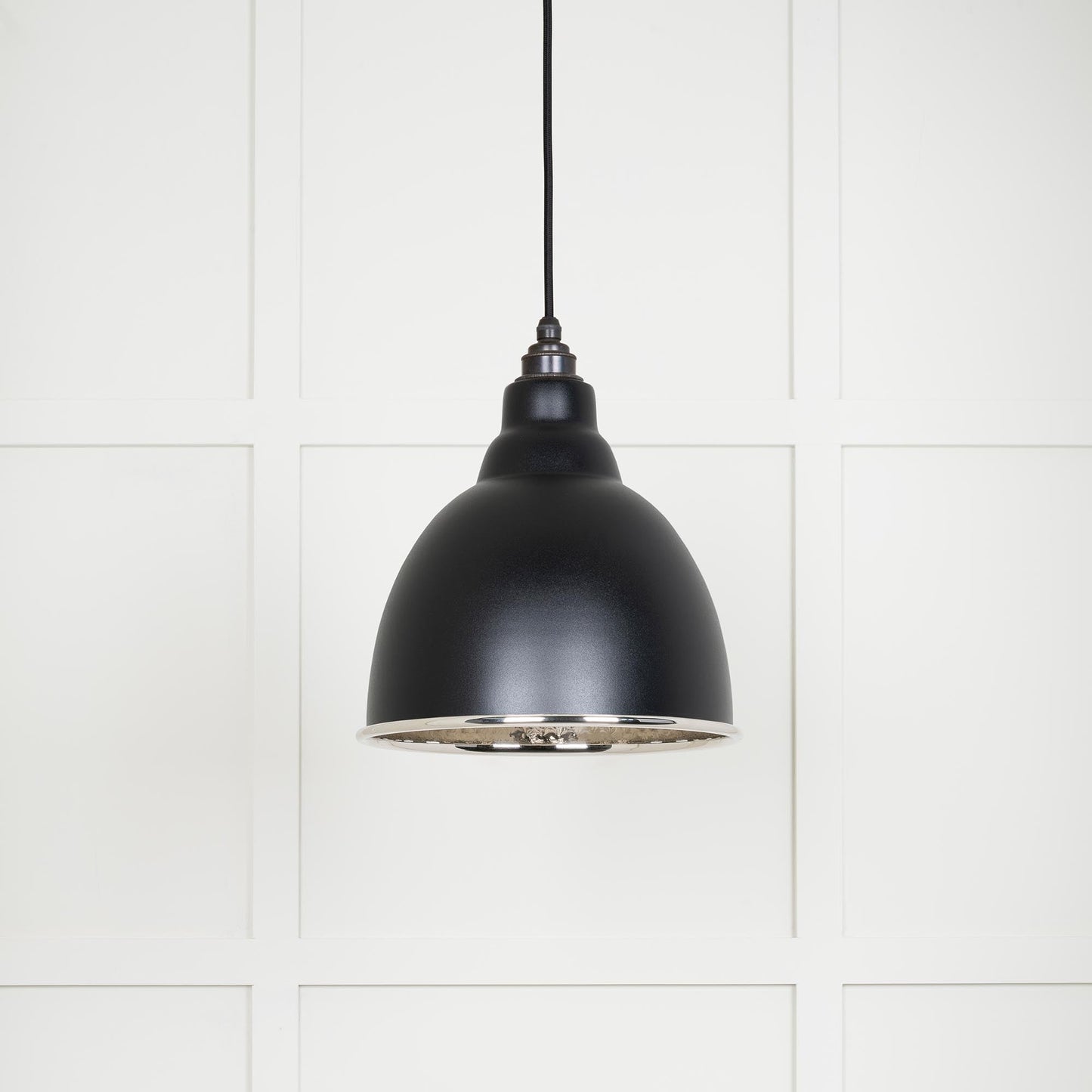 Hammered Nickel Brindley Pendant Light Elan Black, Front Side.