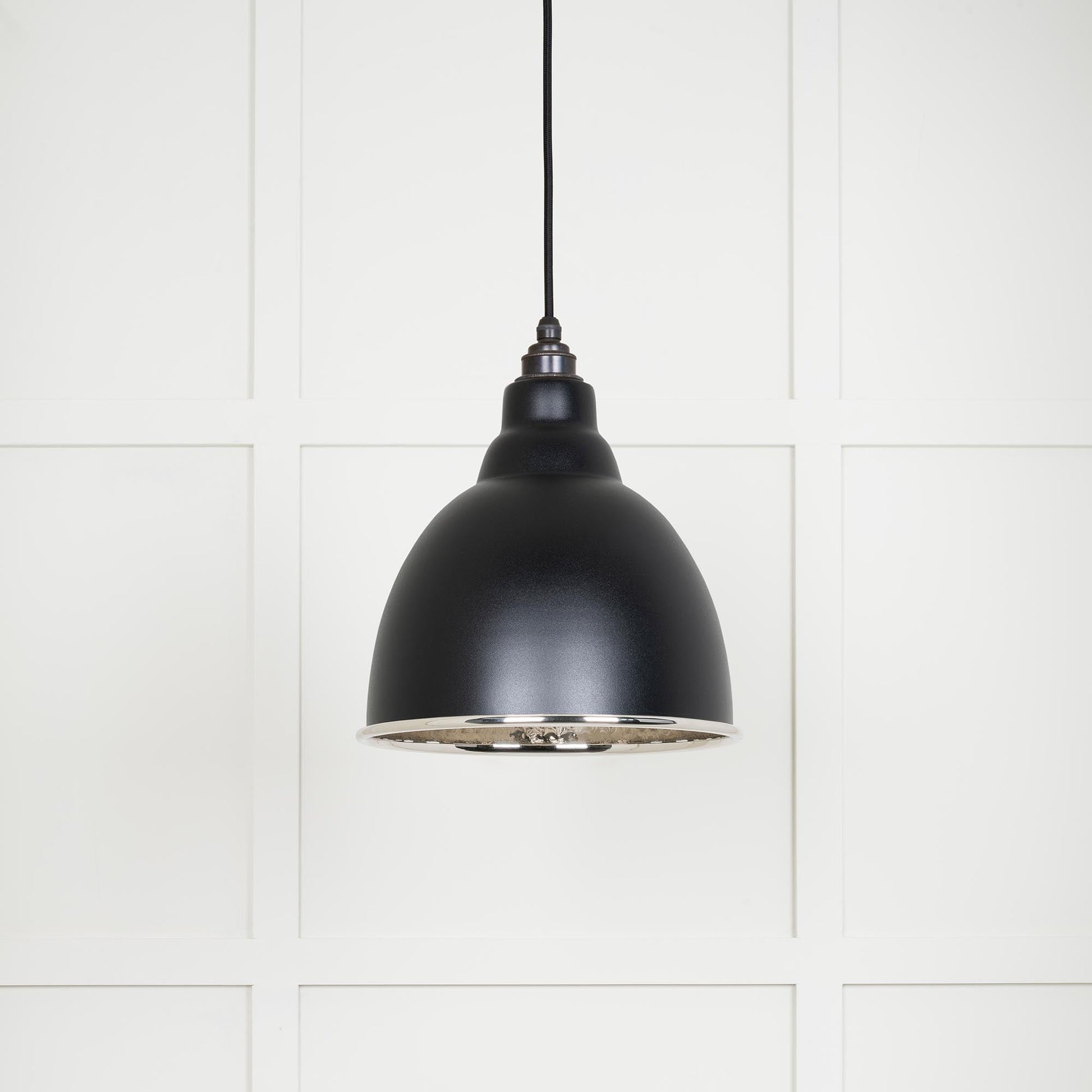 Hammered Nickel Brindley Pendant Light Elan Black, Front Side.