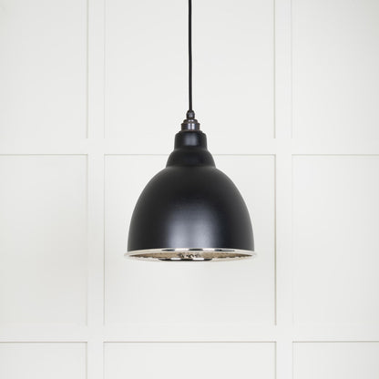 Hammered Nickel Brindley Pendant Light Elan Black, Front Side.
