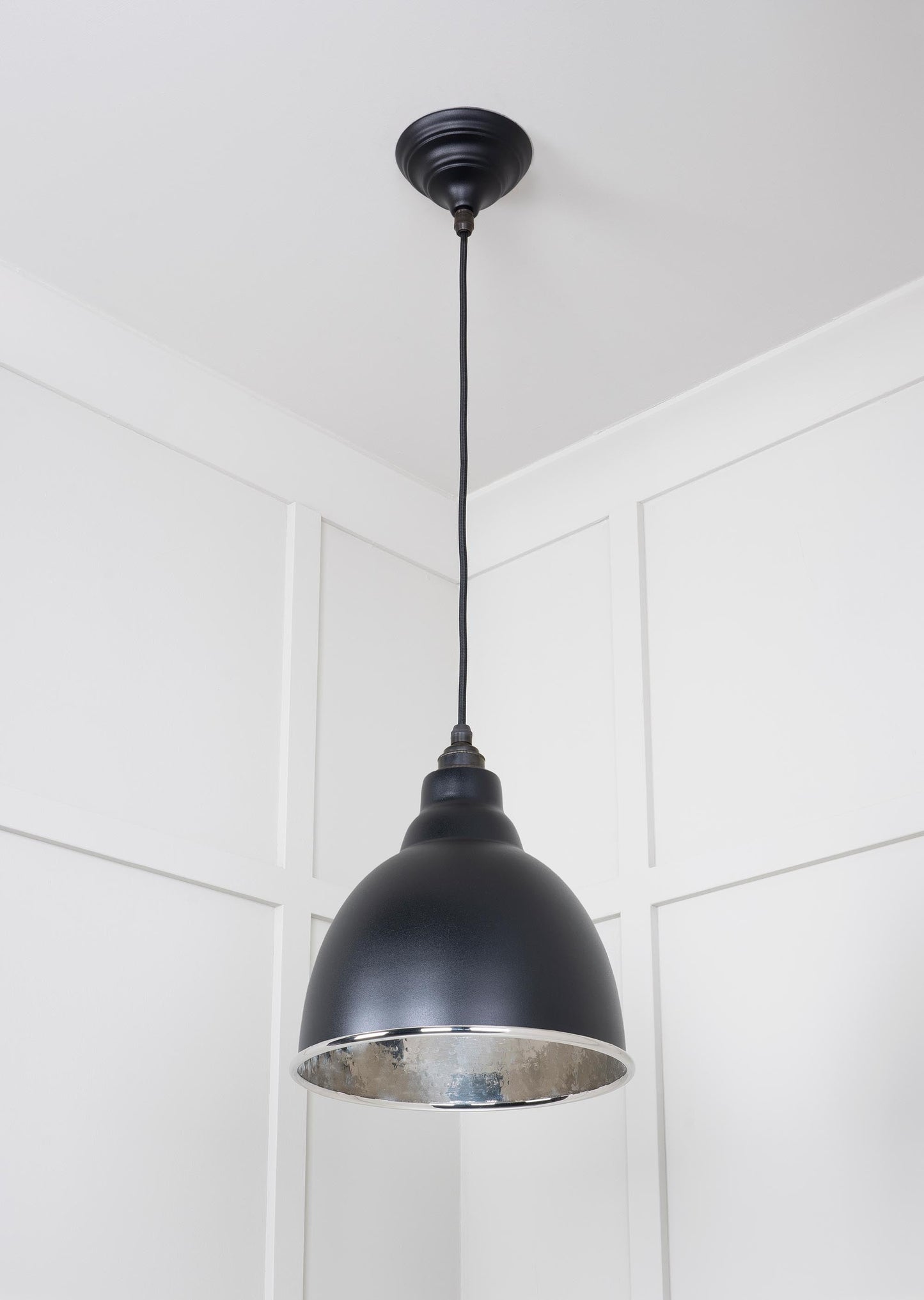 Hammered Nickel Brindley Pendant Light Elan Black, Underside.